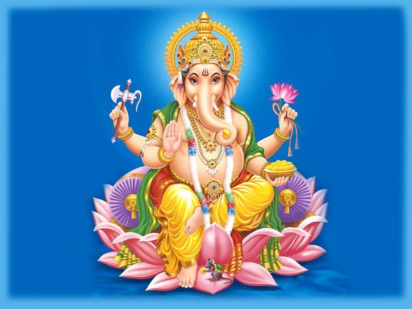 Ganesh de escritorio con trono de loto rosa y arte gráfico Fondos de pantalla