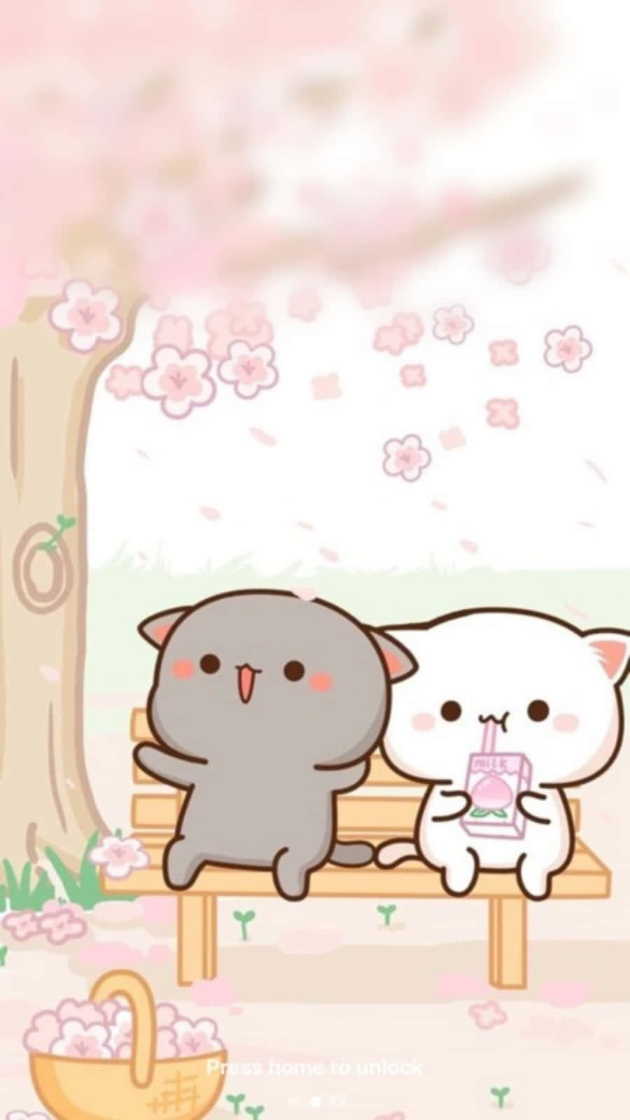 Gatitos Kawaii Rosas Estéticos en el Parque Fondos de pantalla