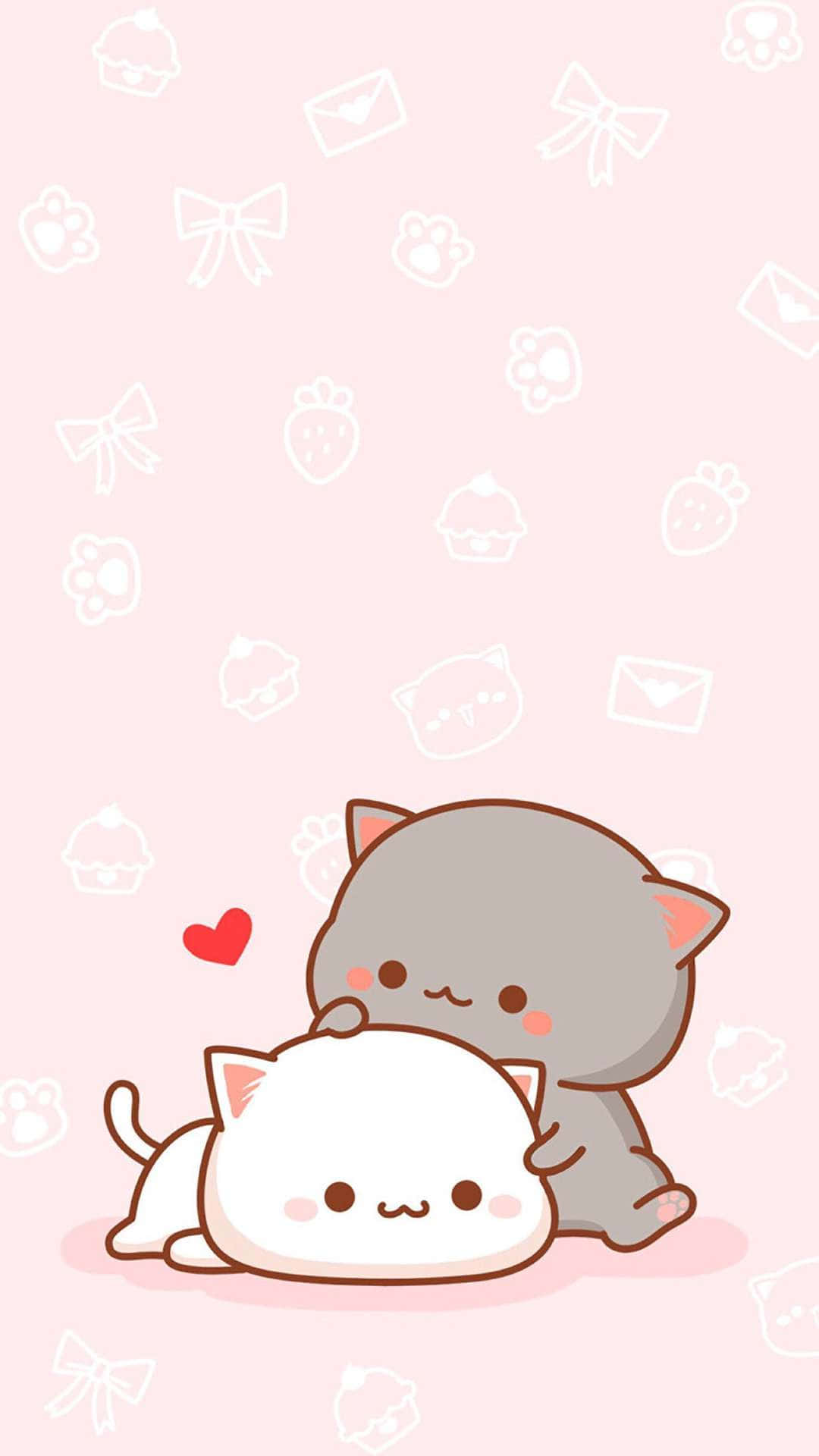 Gato Anime Kawaii Peach y Goma Fondos de pantalla