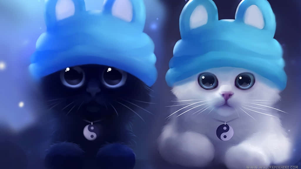 Gato Anime Kawaii con Gorro de Conejo Fondos de pantalla