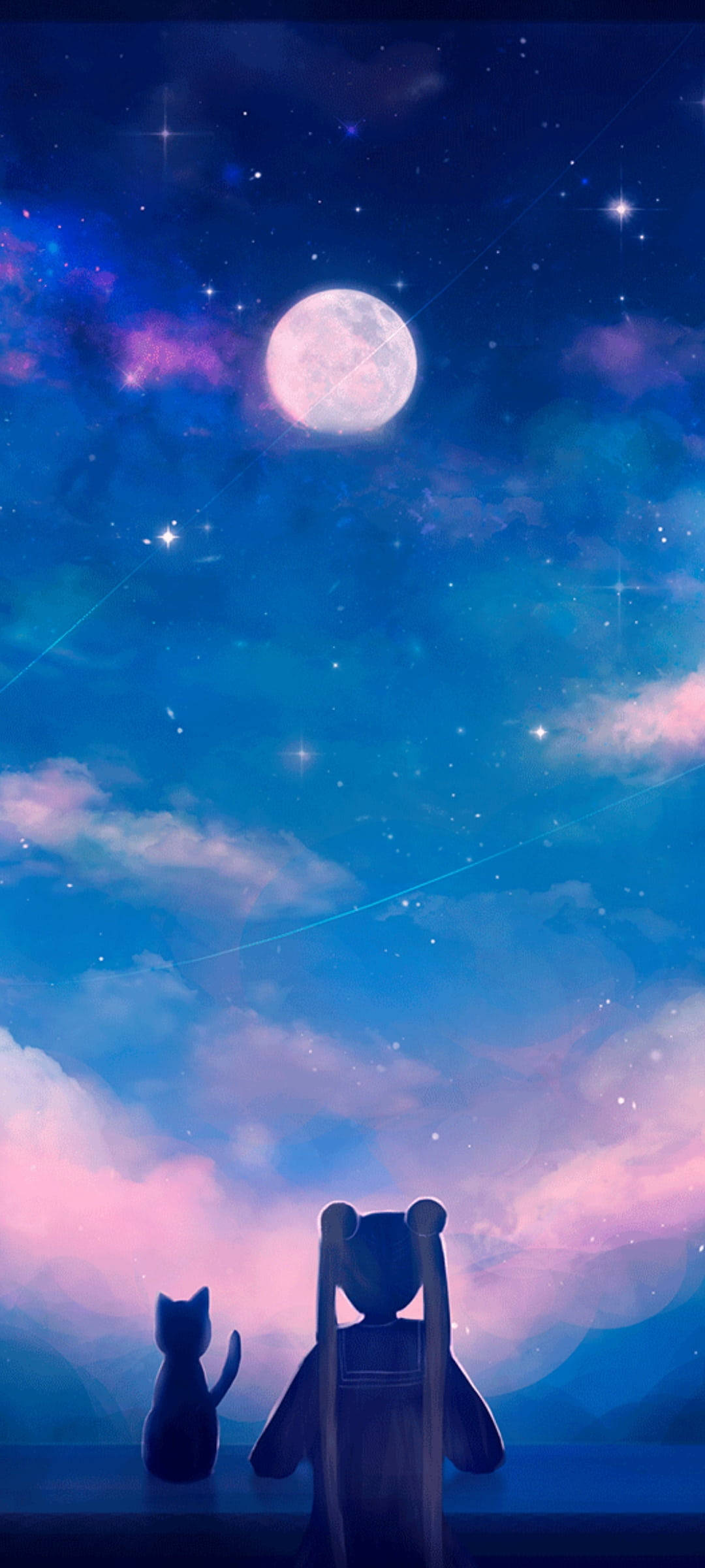 Gato Anime Luna Teléfono Fondos de pantalla