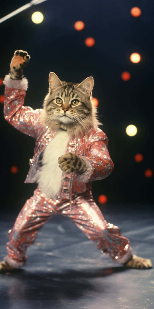 Gato bailando con traje brillante Fondos de pantalla