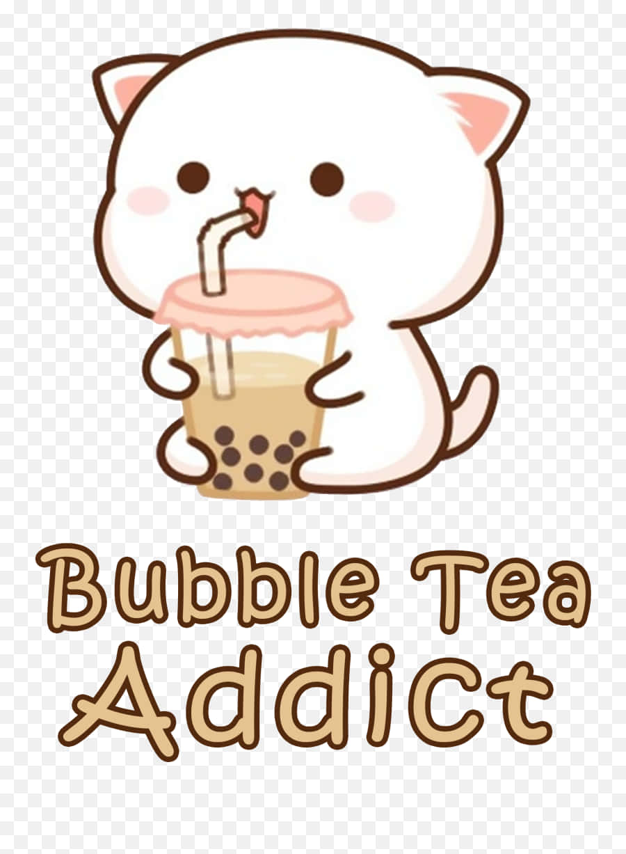 Gato bebiendo té de burbujas lindo Fondos de pantalla