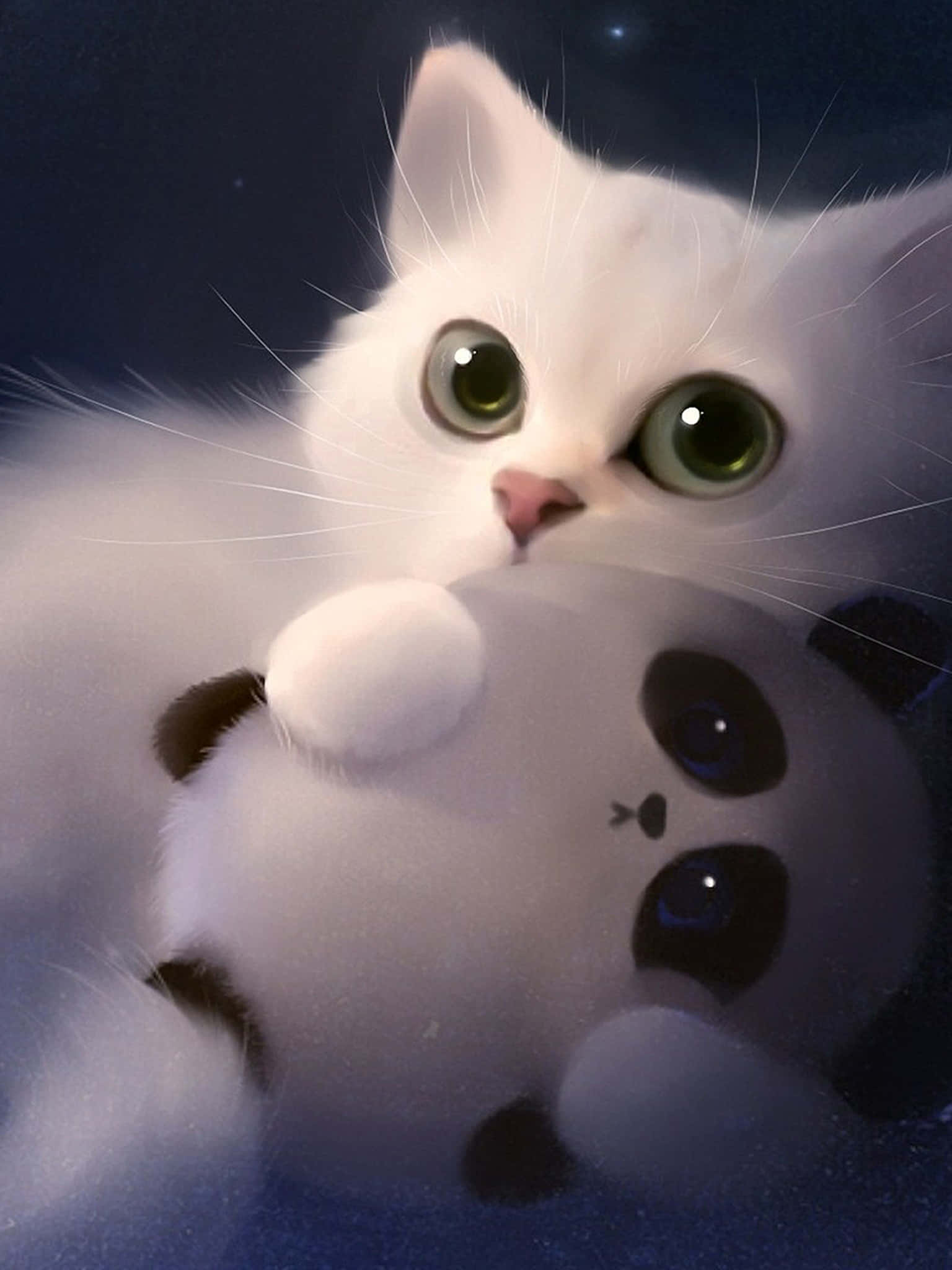 Gato blanco 3D lindo Fondos de pantalla
