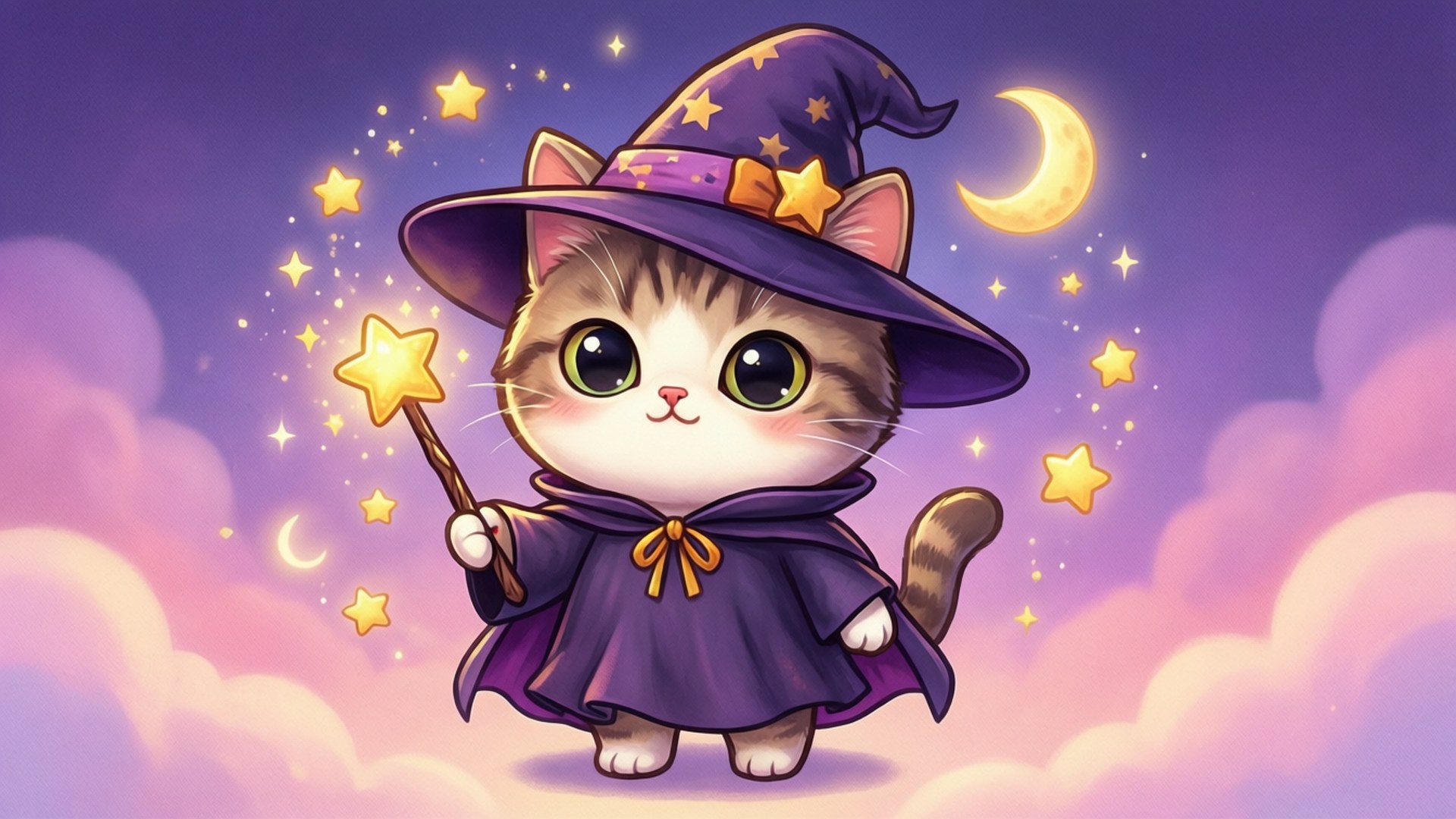 Gato Bruja Kawaii Fondos de pantalla