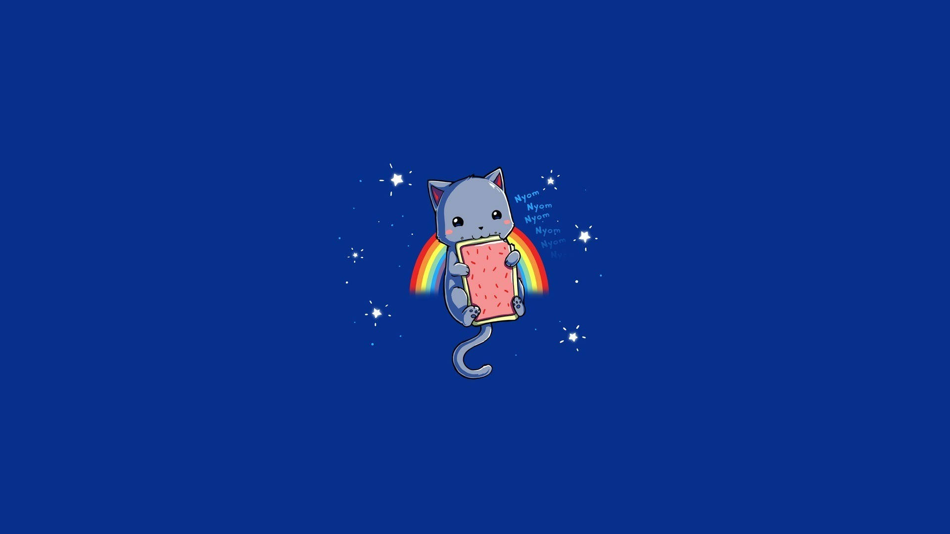 Gato caricatura sobre el arcoíris Fondos de pantalla