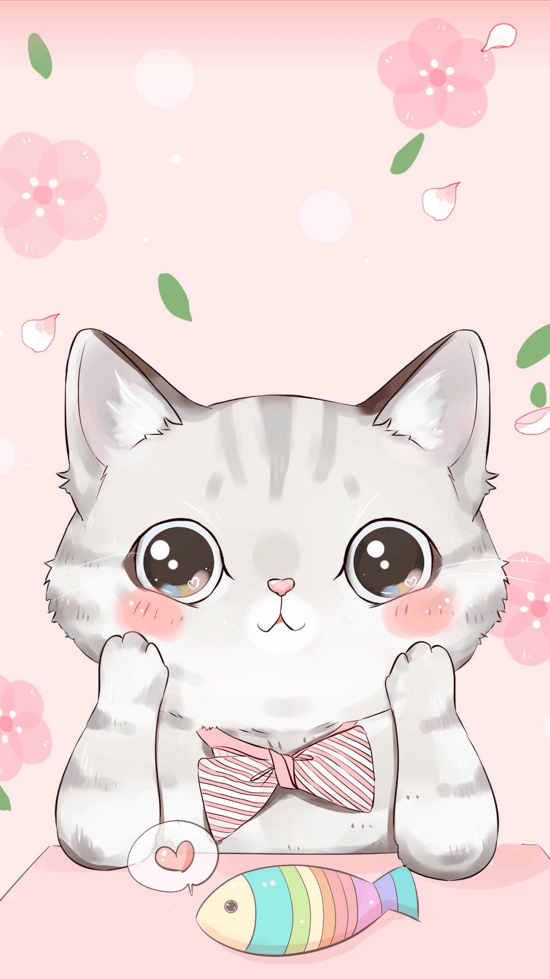 Gato caricatura pez arcoíris Fondos de pantalla