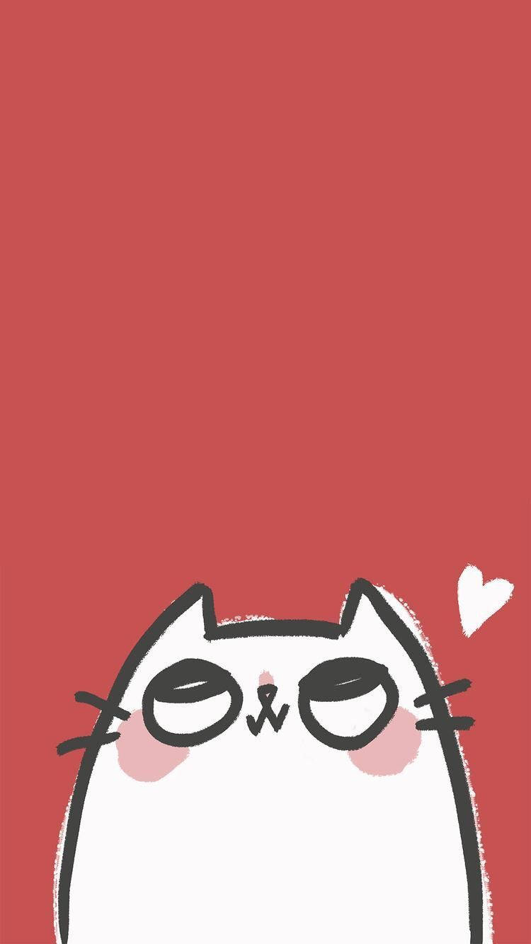 Gato caricatura estética rojo pastel Fondos de pantalla