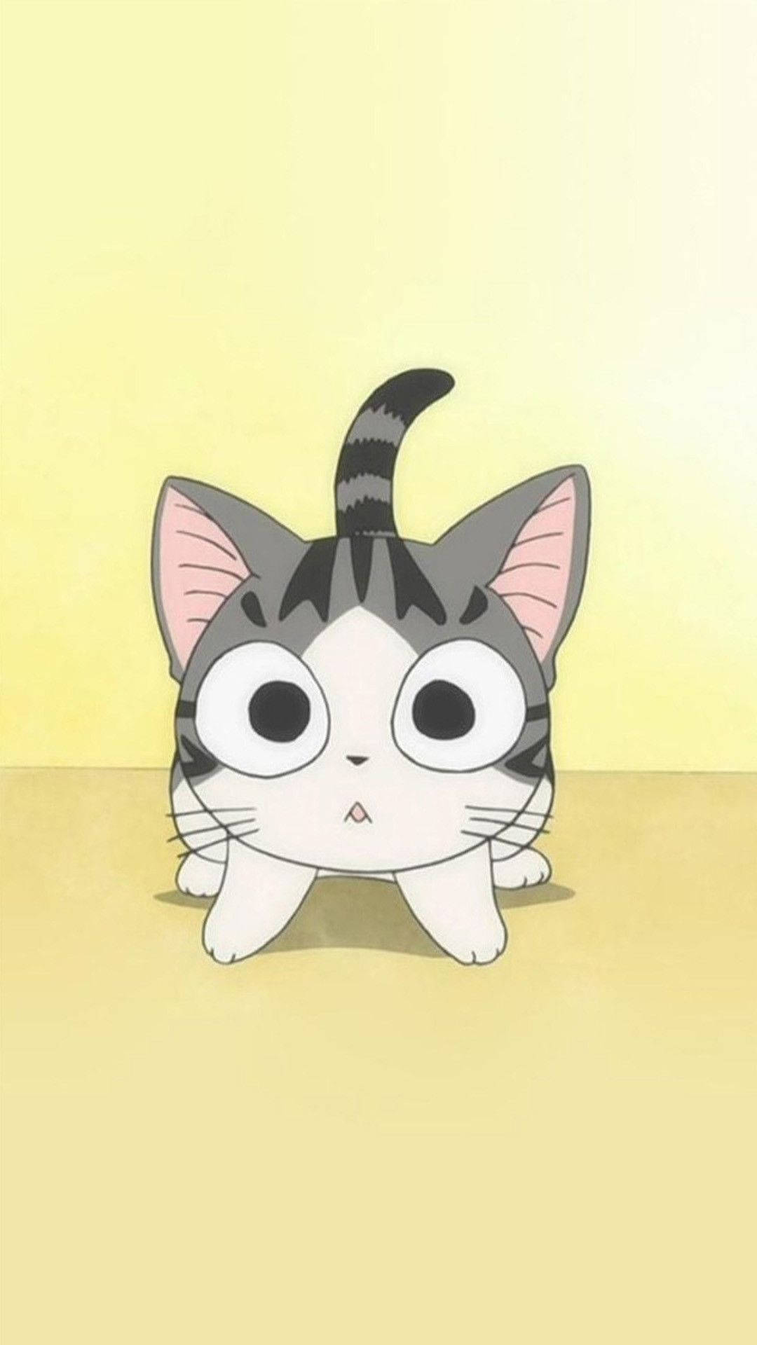 Gato caricatura gris y rosa Fondos de pantalla