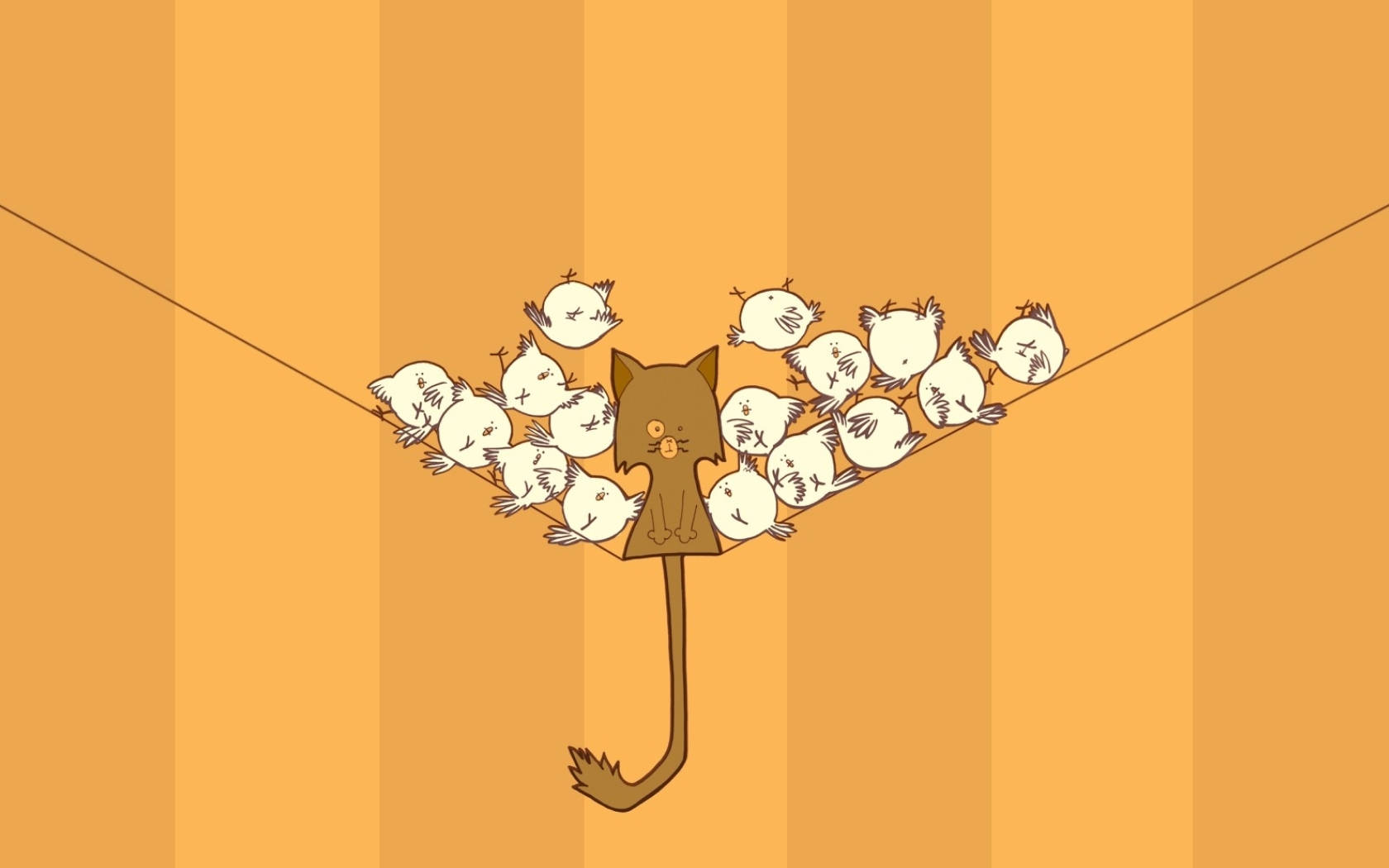 Gato caricatura y pollos Fondos de pantalla