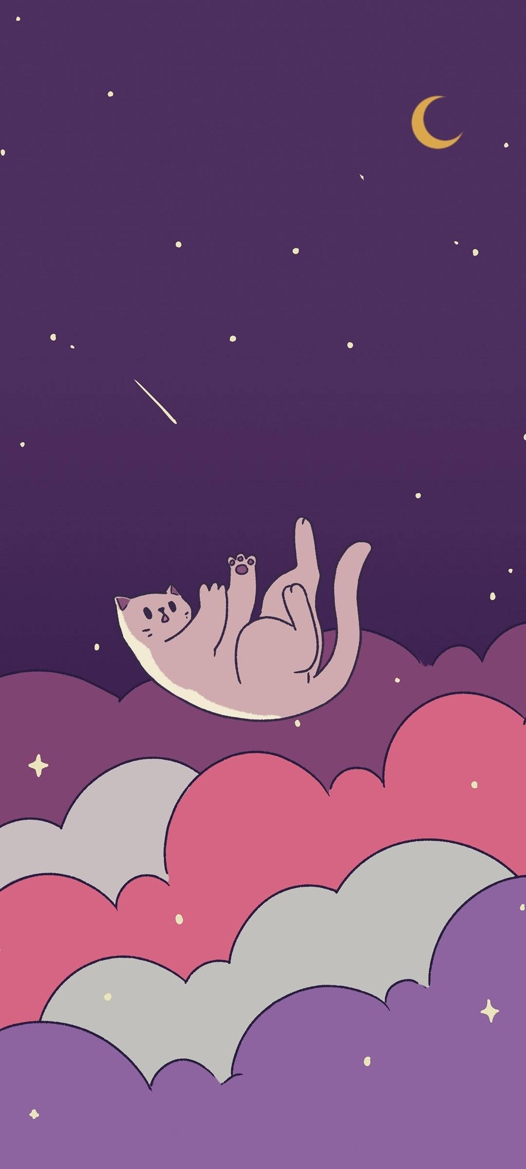 Gato Cayendo Arte Estético Suave Fondos de pantalla