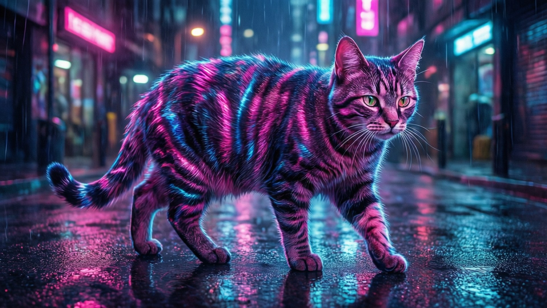 Gato Cibernético Neón Fondos de pantalla