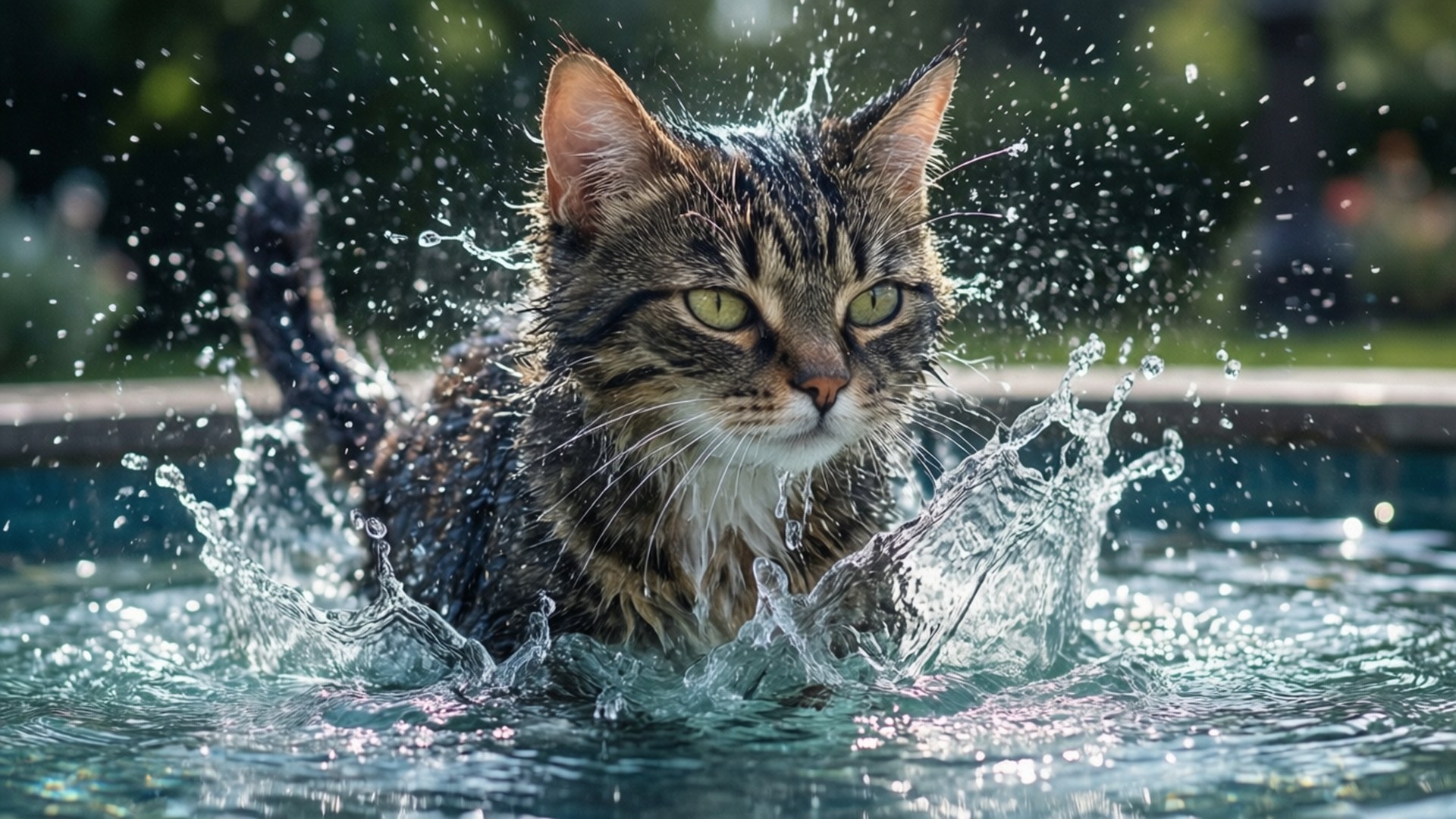 Gato de Agua Chapoteando Fondos de pantalla