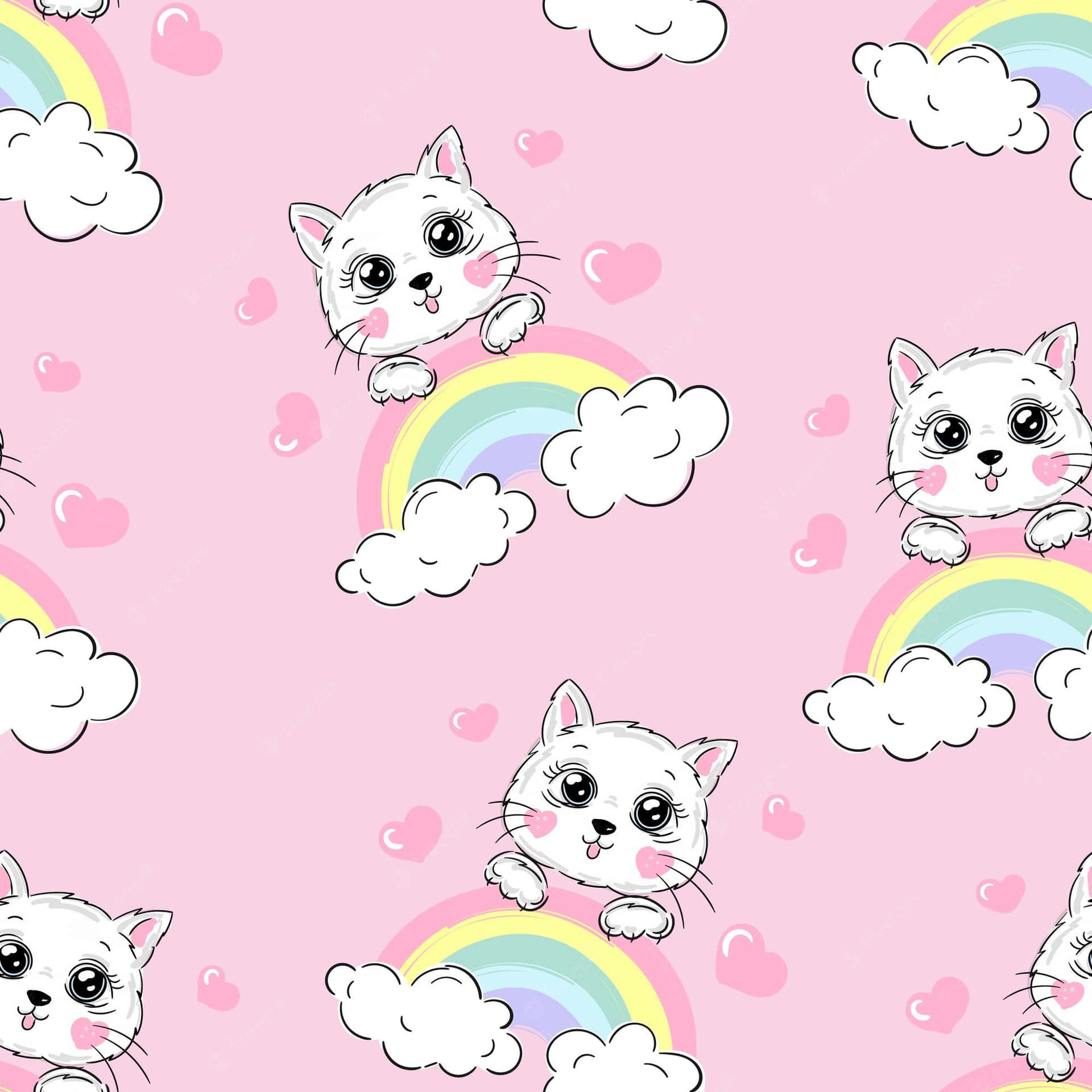 Gato en Arcoíris Dibujos Animados Cosas Lindas Fondos de pantalla