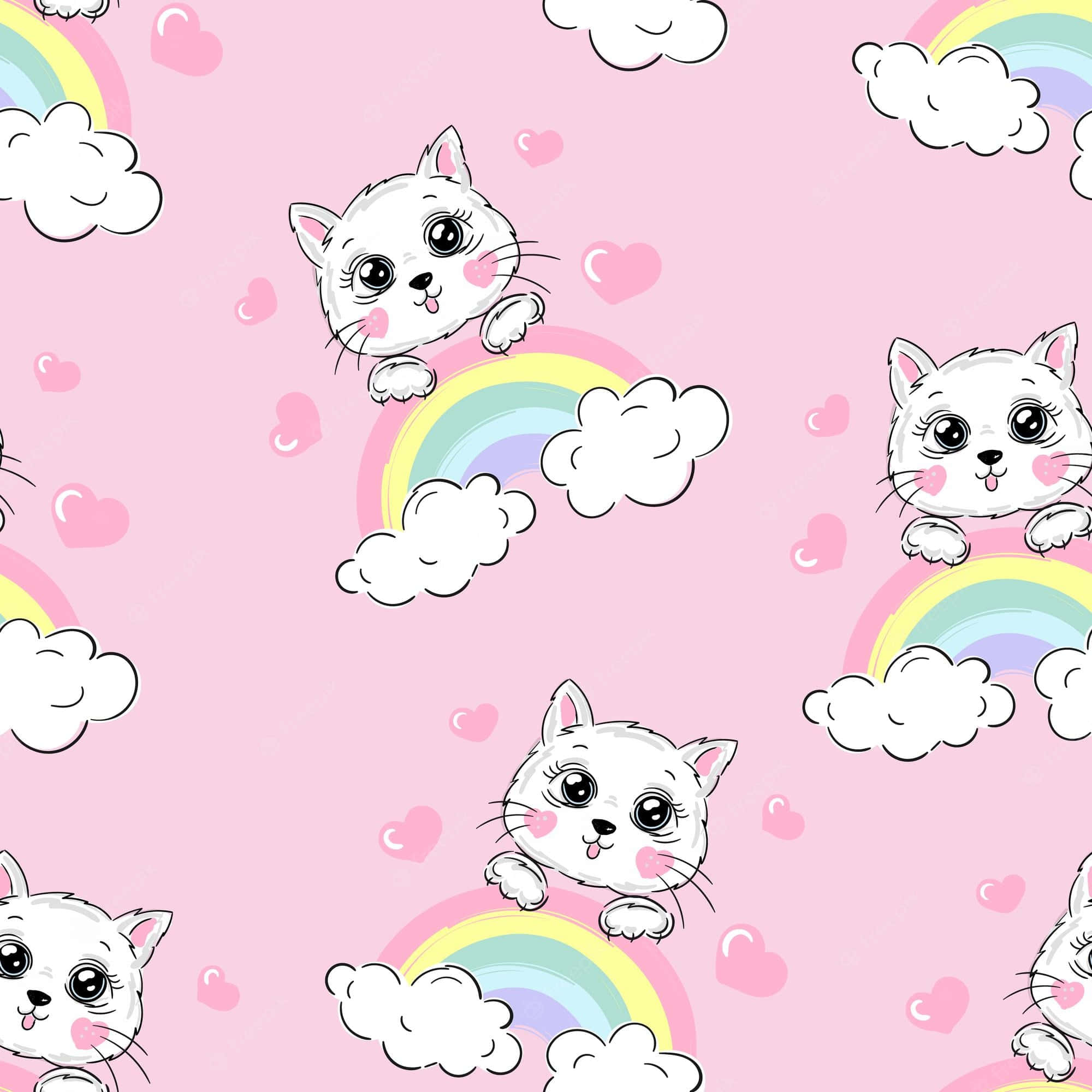 Gato en Arcoíris Dibujos Animados Cosas Lindas Fondos de pantalla