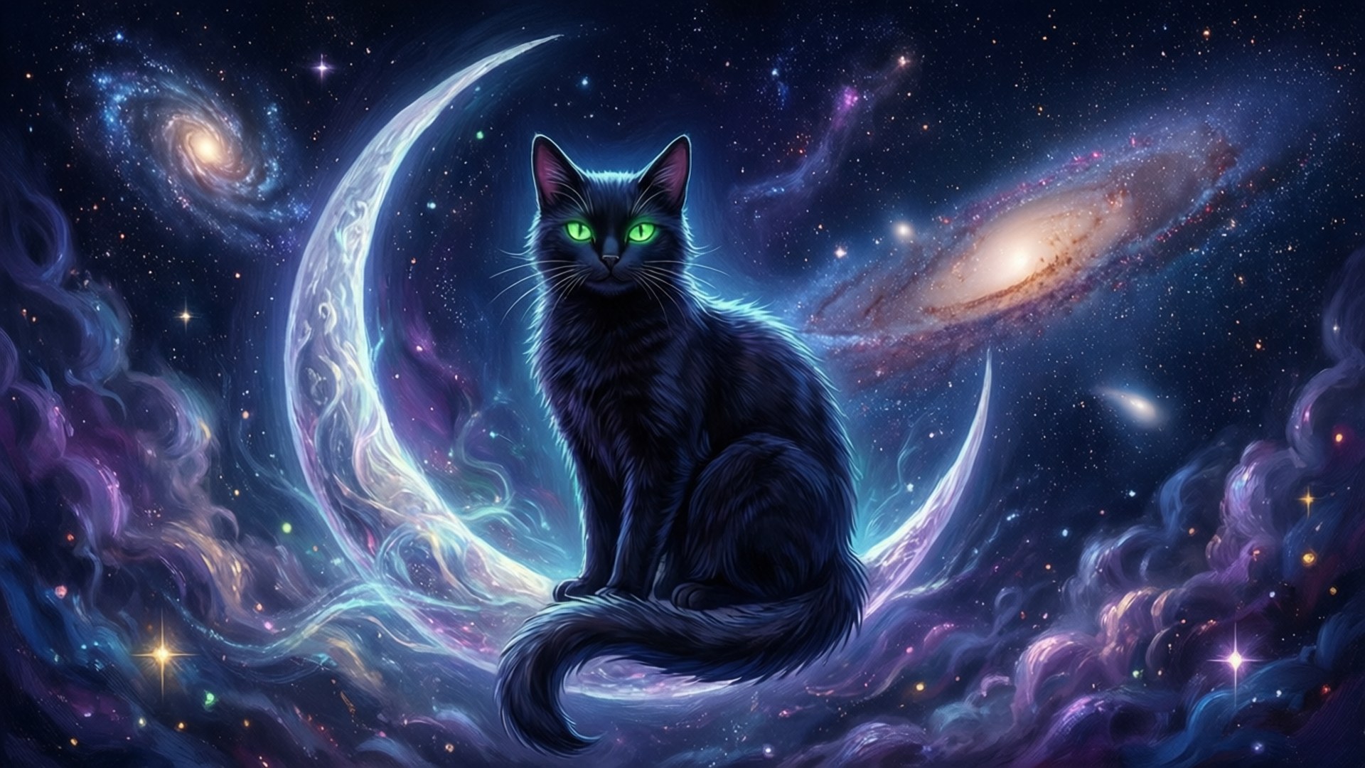 Gato Estelar a la Luz de la Luna Fondos de pantalla