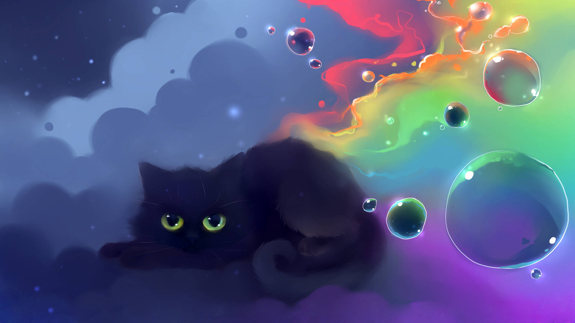 Gato estético con burbujas Fondos de pantalla