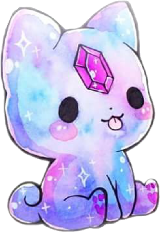Gato kawaii con gema brillante Fondos de pantalla