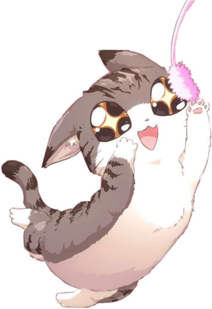 Gato Kawaii Juguetón Jugando con Juguete de Pluma Fondos de pantalla