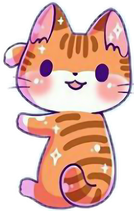 Gato kawaii rayado y brillante.PNG Fondos de pantalla