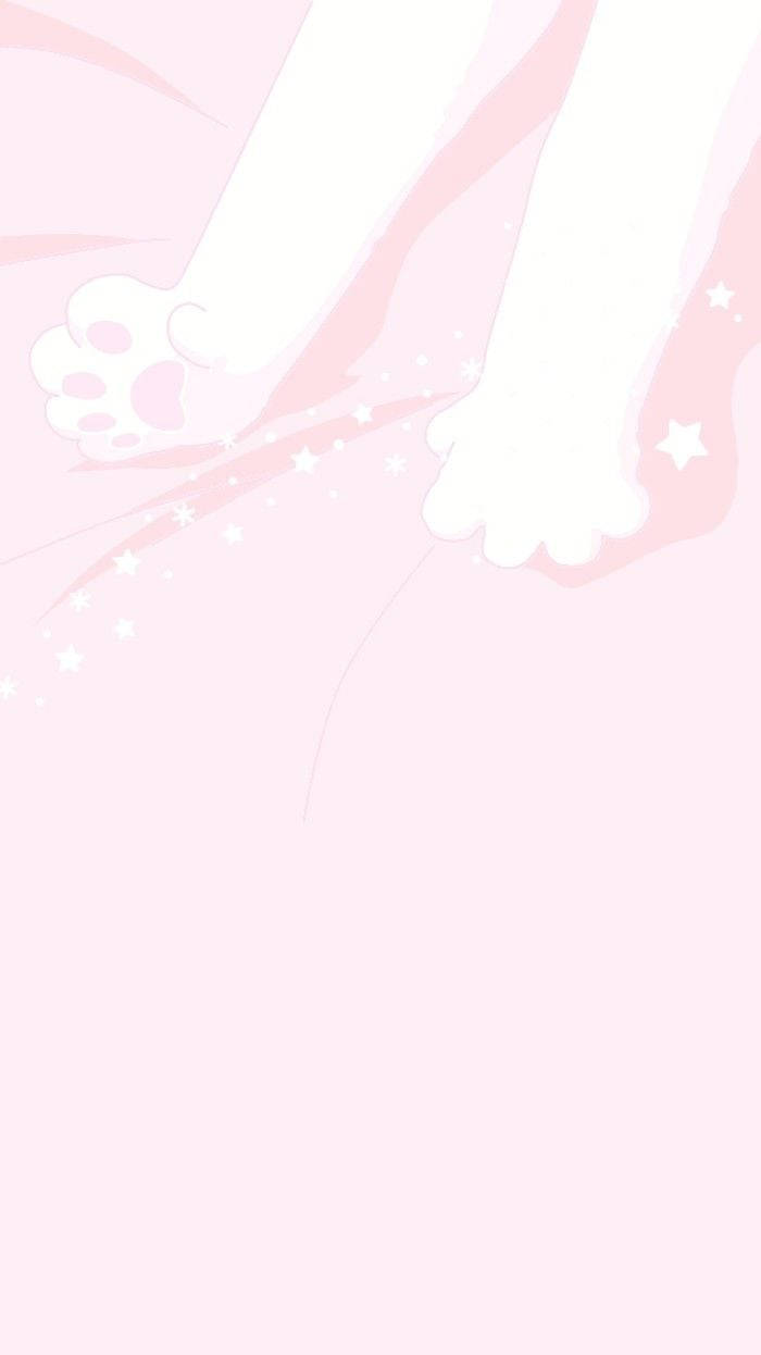 Gato Kawaii Rosa Estirándose Fondos de pantalla