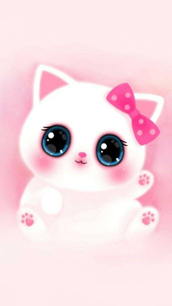 Gato Kawaii Rosado y Encantador Fondos de pantalla