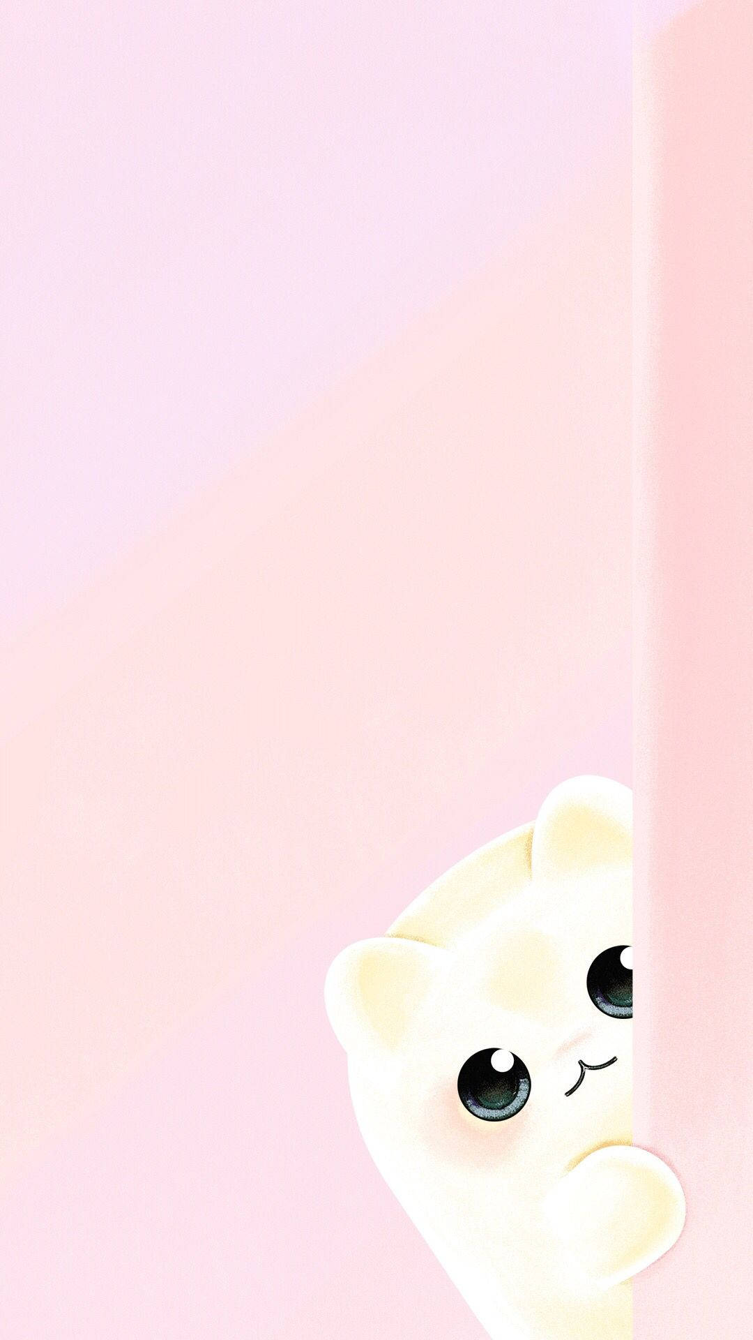 Gato Kawaii Rosa Asomándose Fondos de pantalla