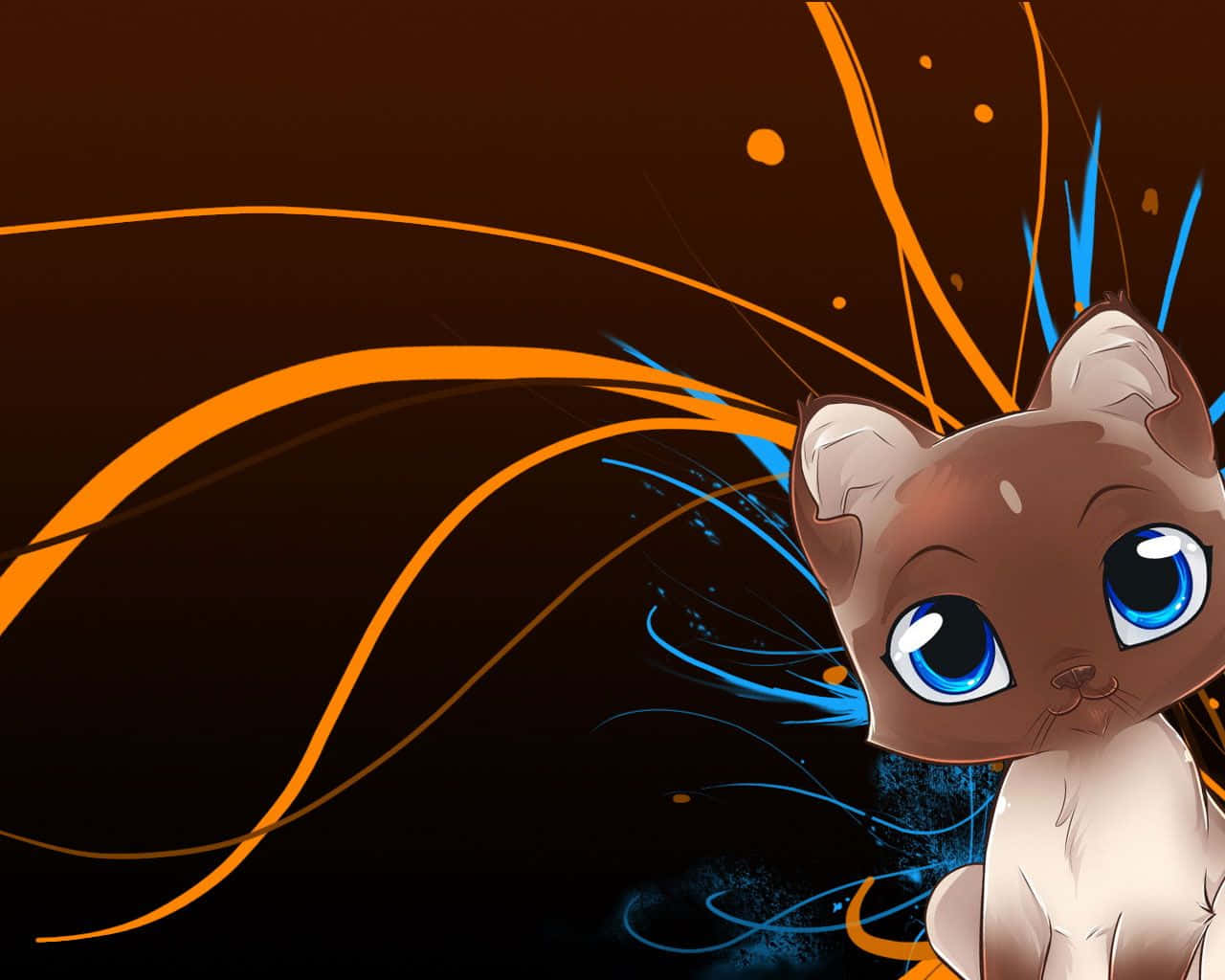Gato Marrón Lindo de Anime Fondos de pantalla