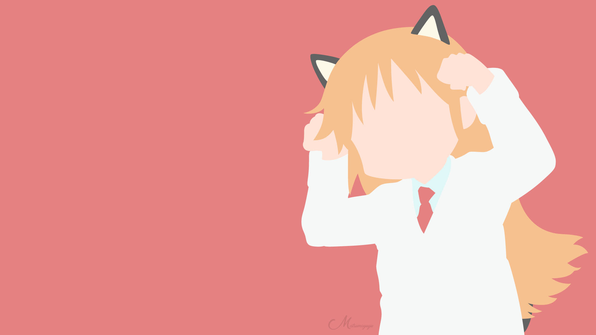 Gato Minimalista Rojo de Hakase de Nichijou Fondos de pantalla