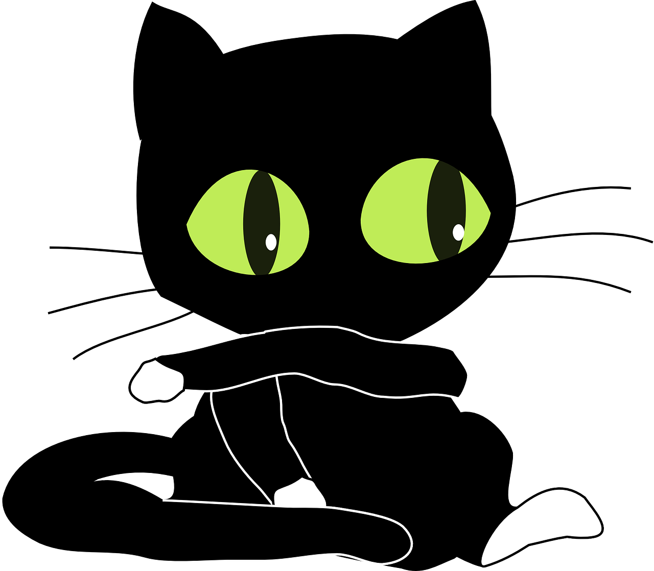 Gato negro caricatura ojos verdes Fondos de pantalla