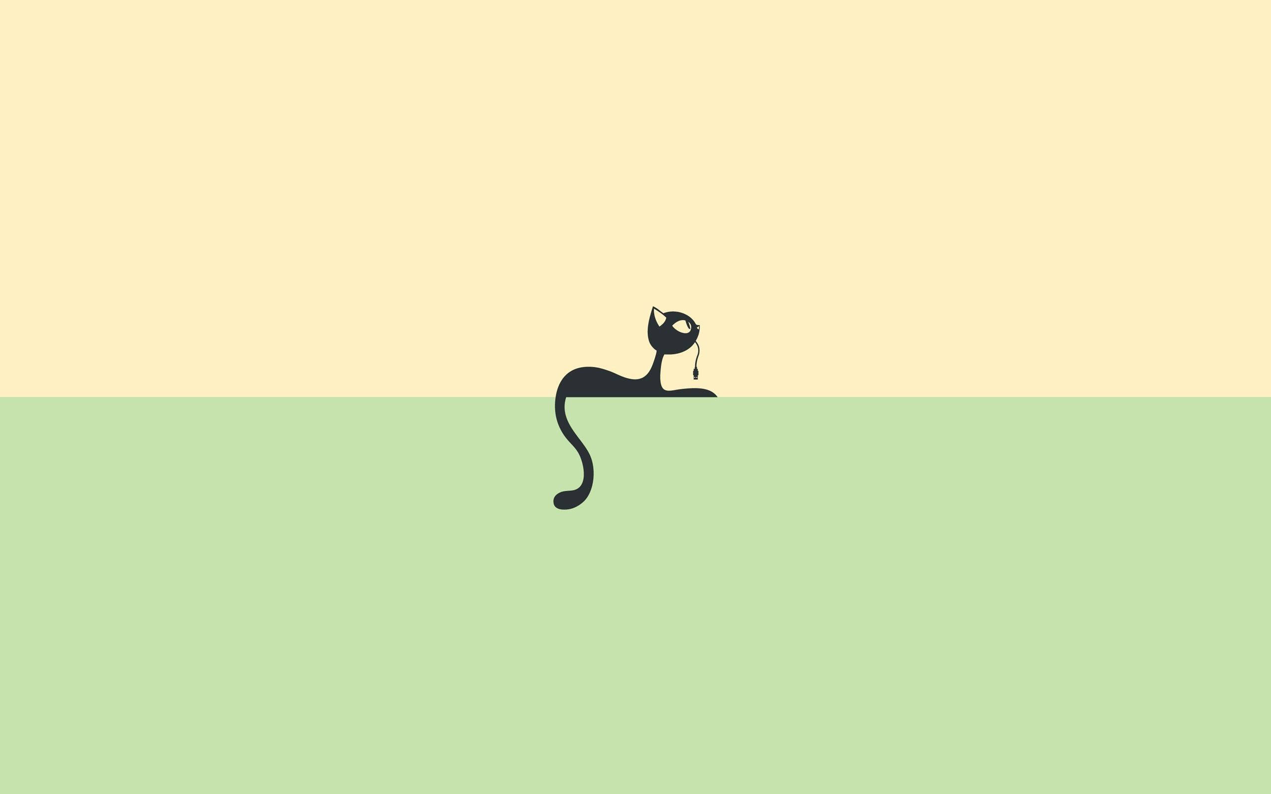 Gato Negro Minimalista de Dibujos Animados Fondos de pantalla