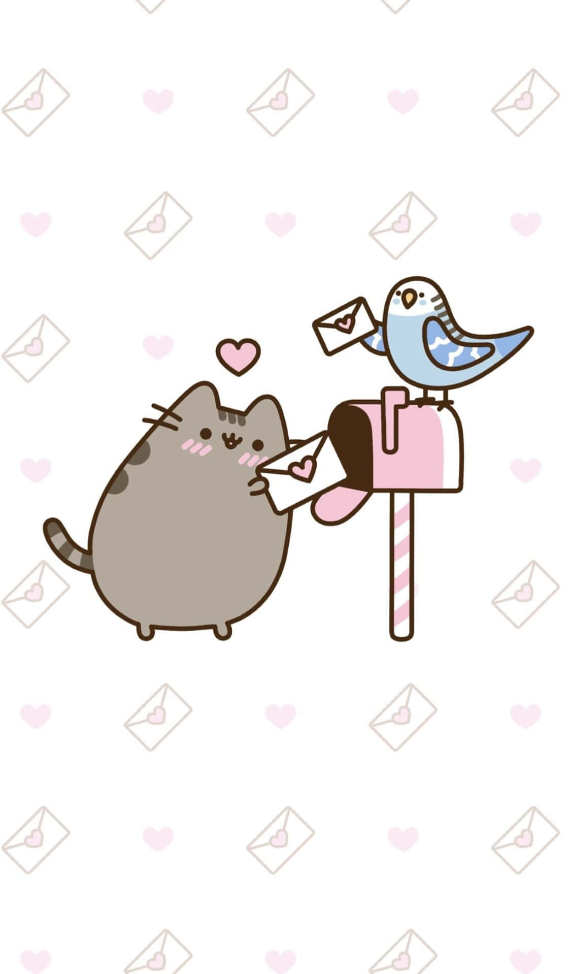 gato pusheen y pájaro en un buzón Fondos de pantalla