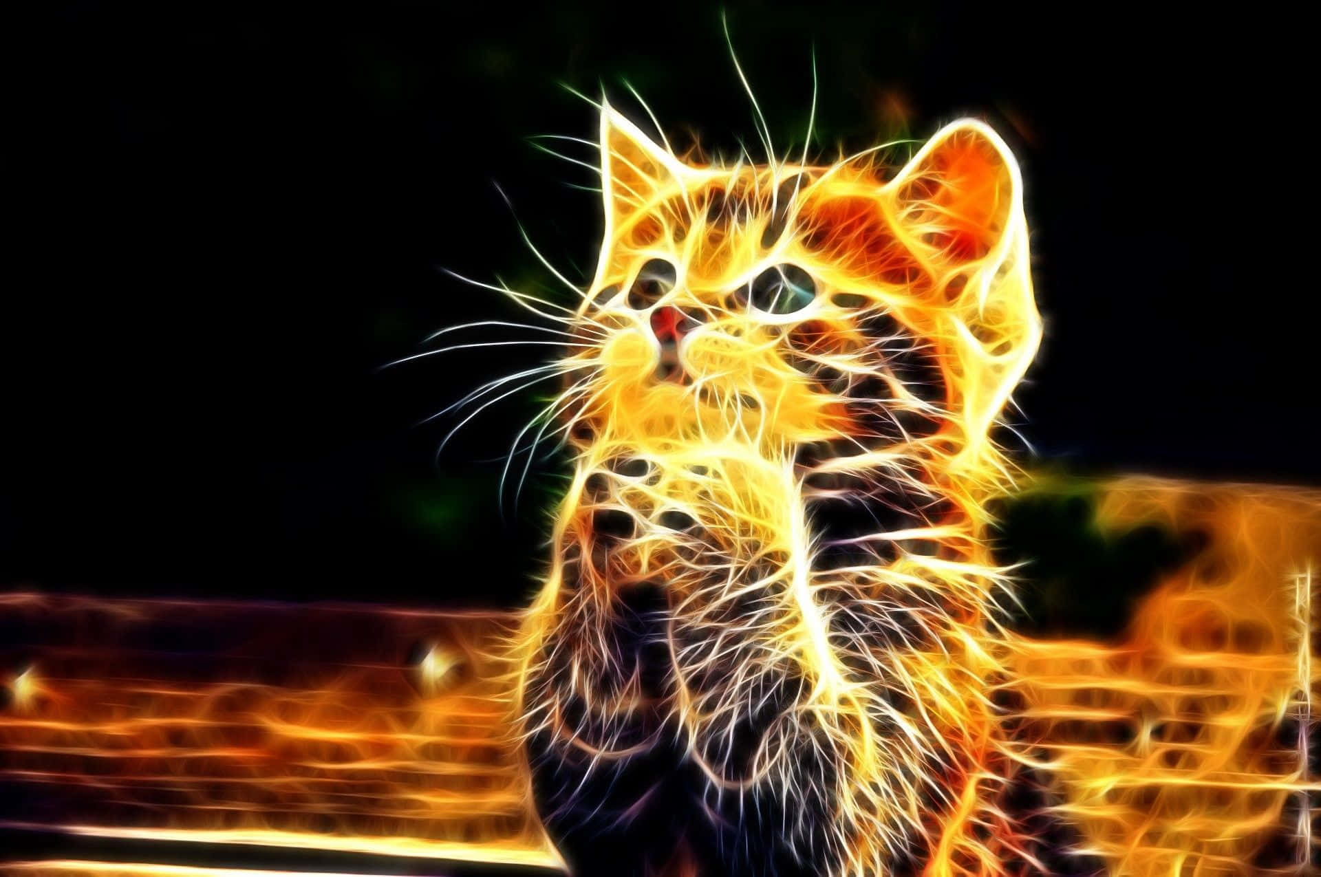 Gato Rezando Neon Tierno Fondos de pantalla