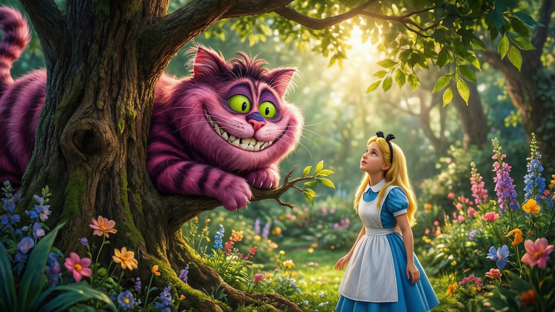 Gato y Alicia Fondos de pantalla