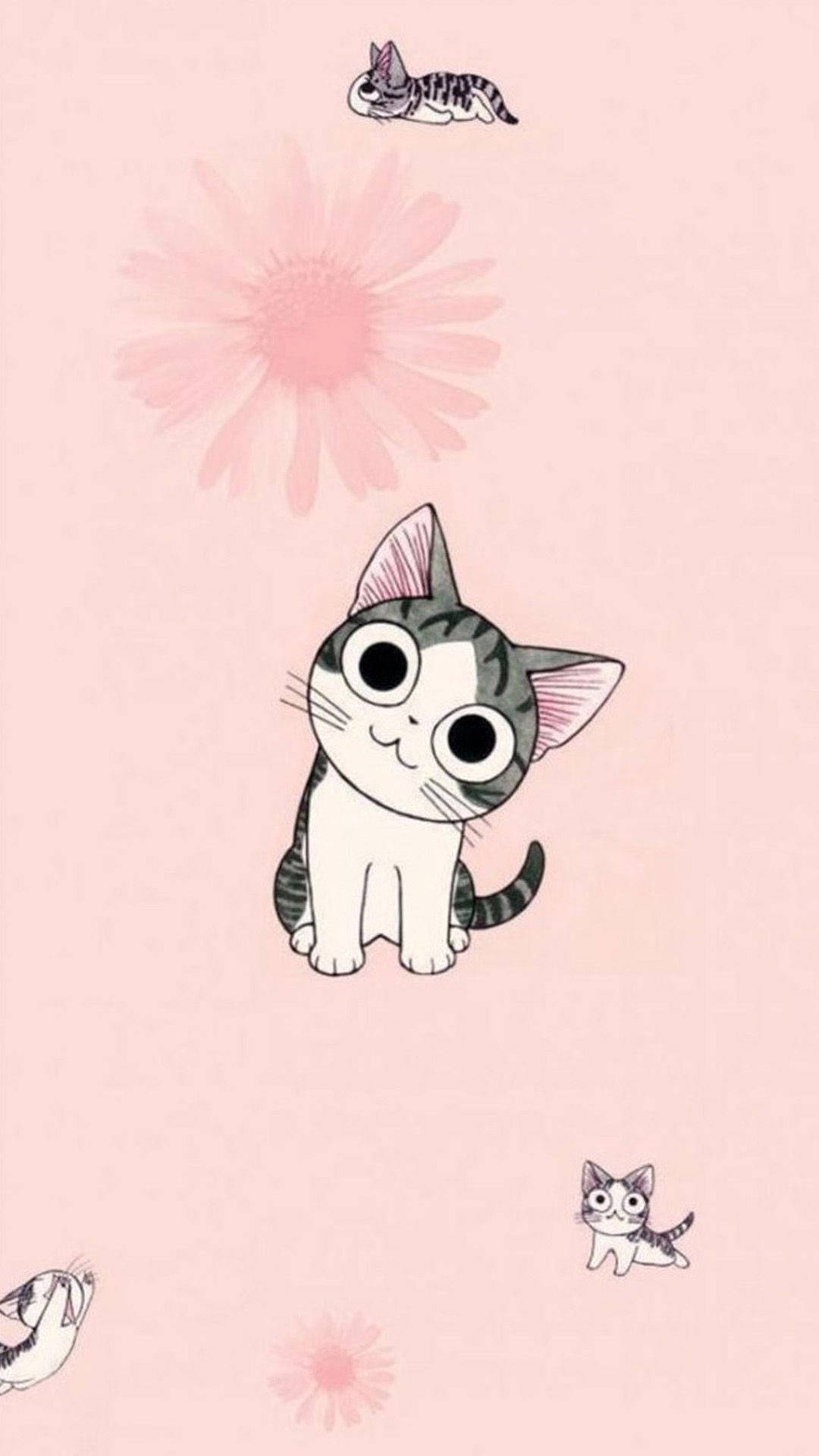 Gatos de caricatura con flores Fondos de pantalla
