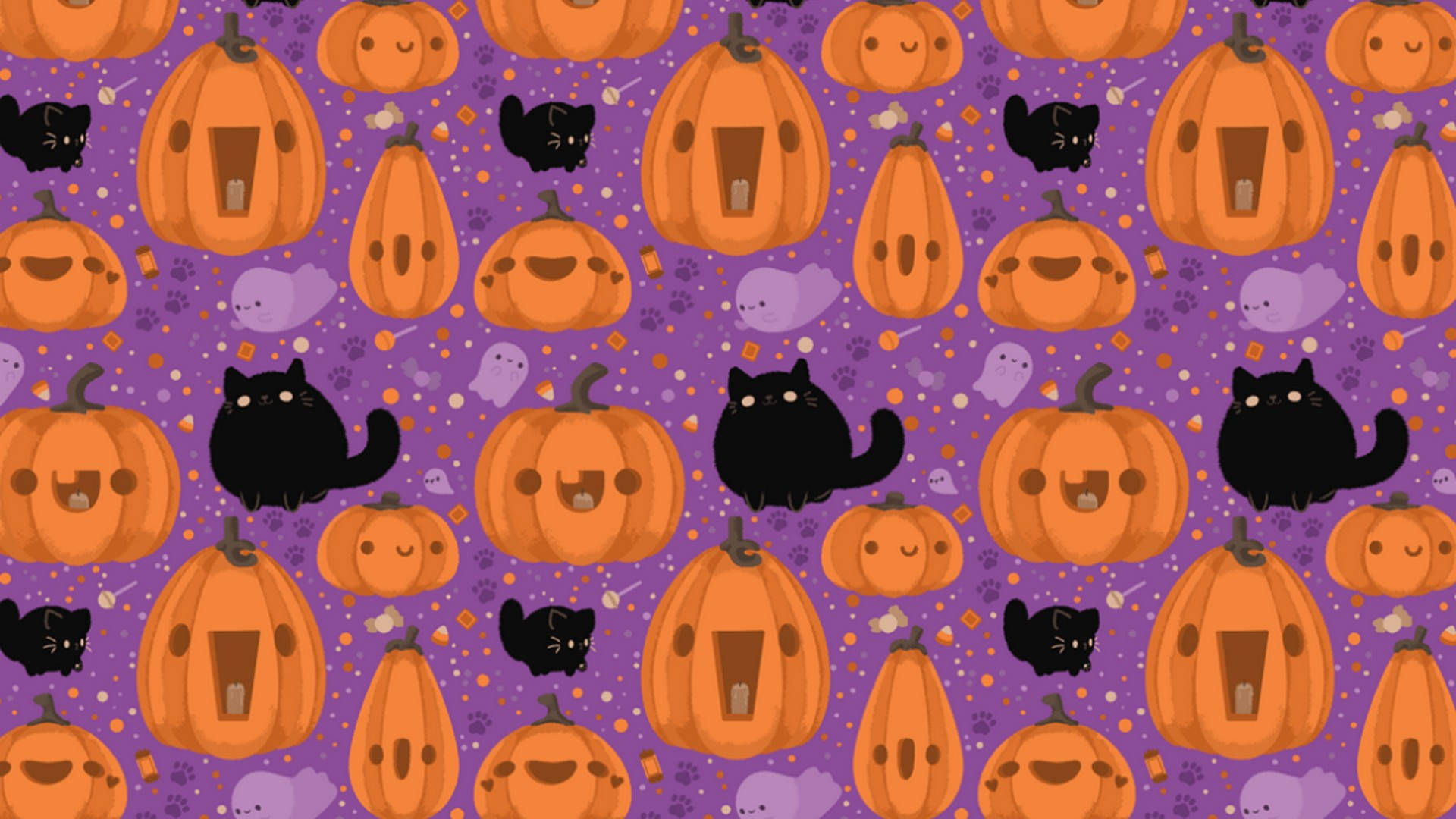 Gatos y Calabazas de Halloween Estéticos y Tiernos Fondos de pantalla