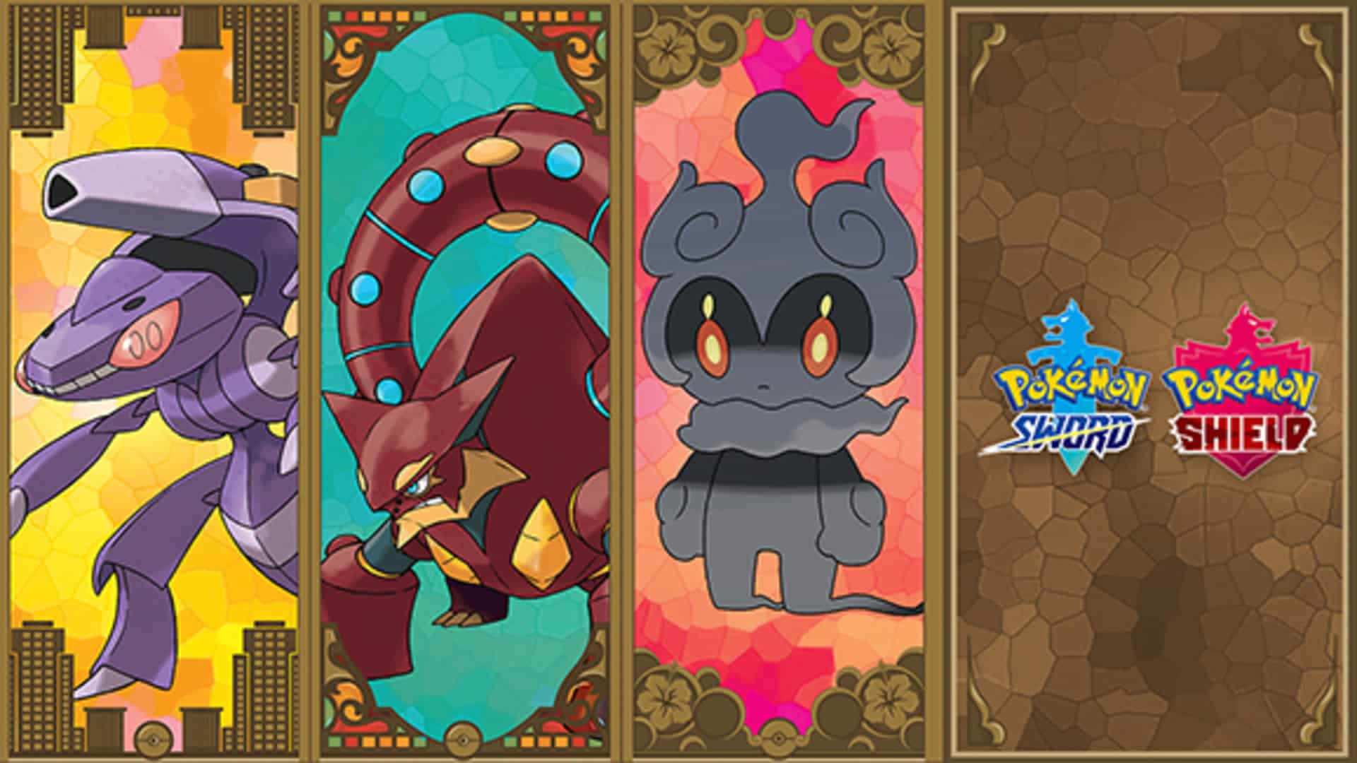 Genesect enfrentándose a Volcanion y Marshadow en combate Fondos de pantalla