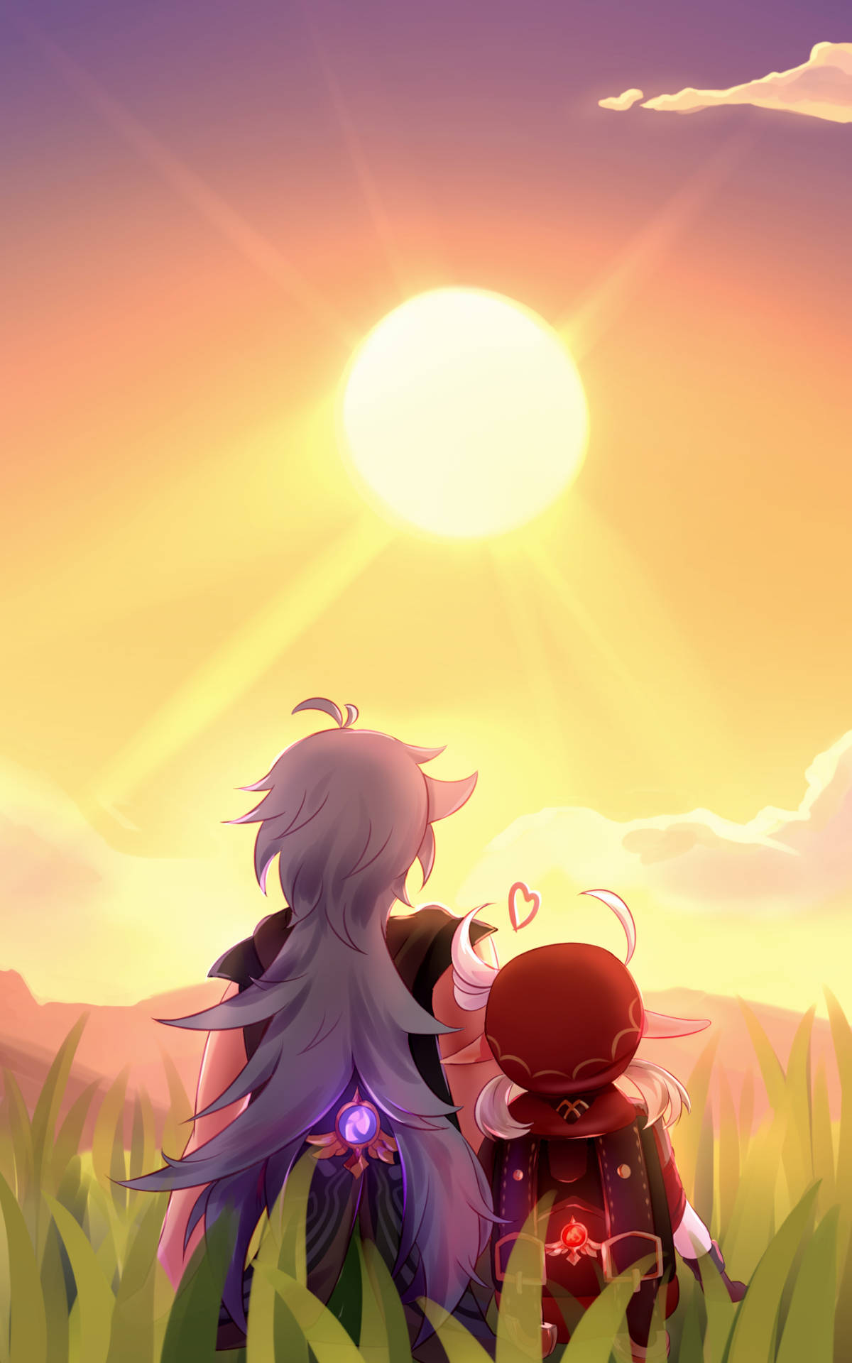 Genshin Impact Klee Y Razor Durante El Atardecer Fondos de pantalla