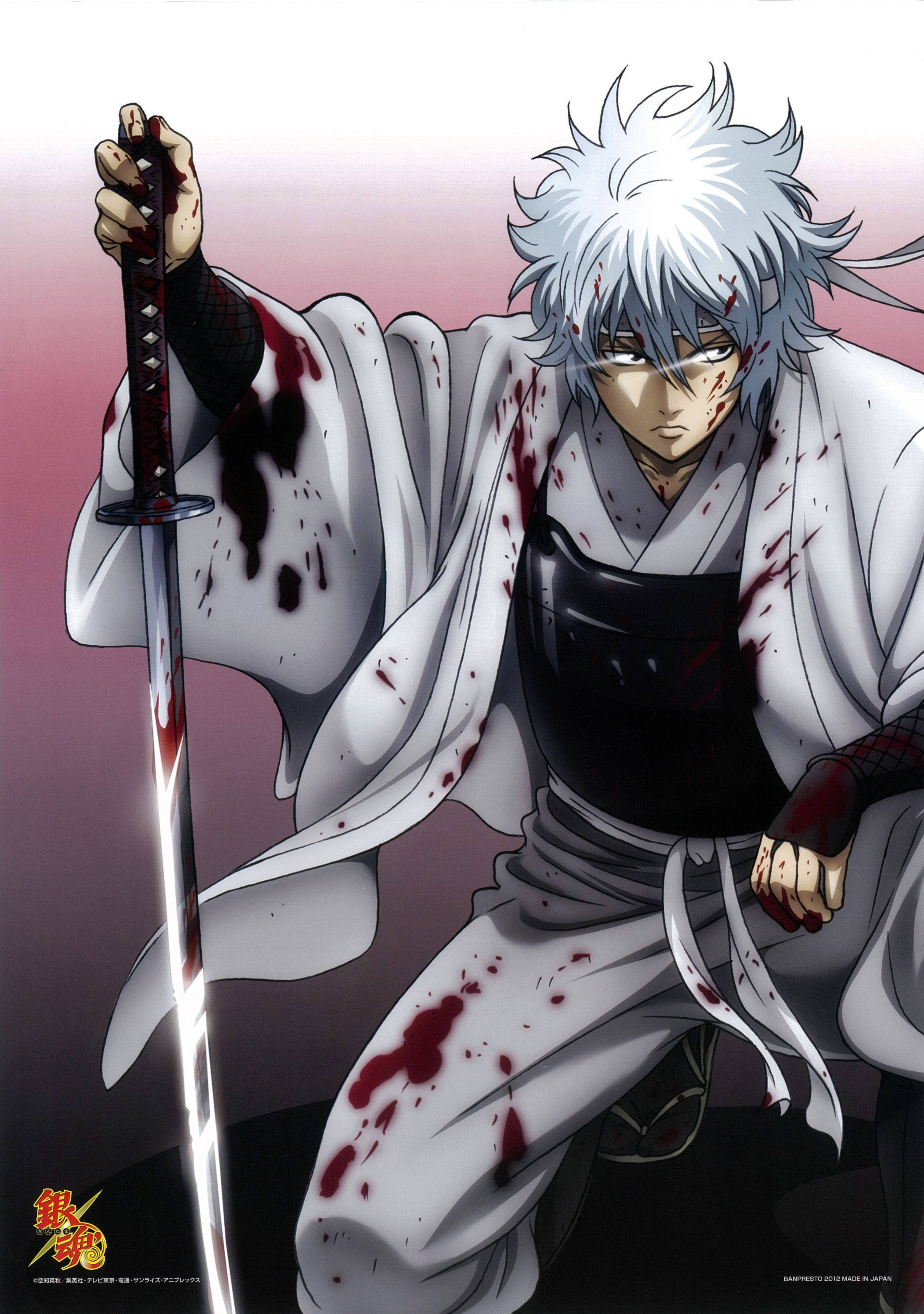 Gintami Sangriento Gintoki Medio Arrodillado Fondos de pantalla