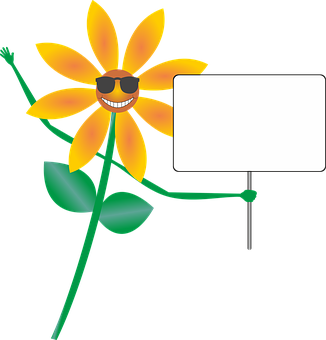Girasol Sonriente de Dibujos Animados Sosteniendo un Cartel Fondos de pantalla