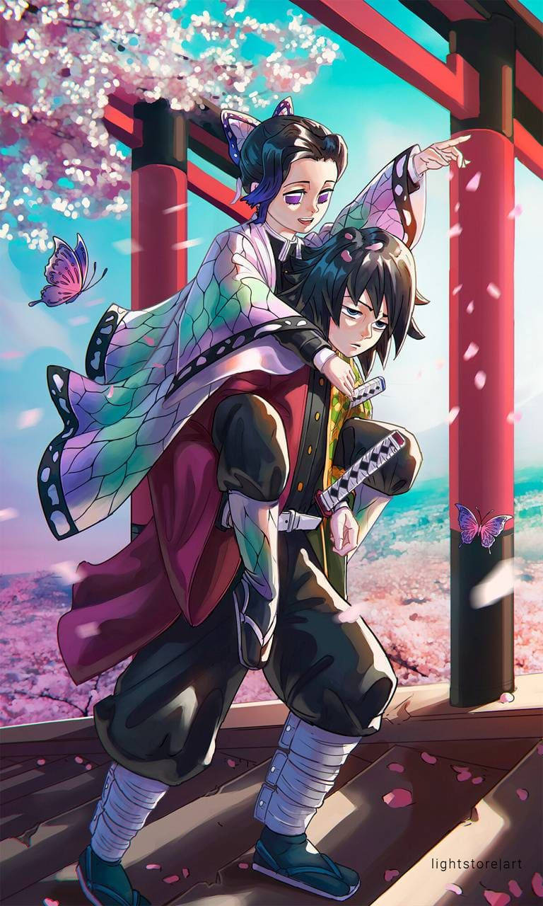 Giyu y Shinobu Demon Slayer para iPhone Fondos de pantalla
