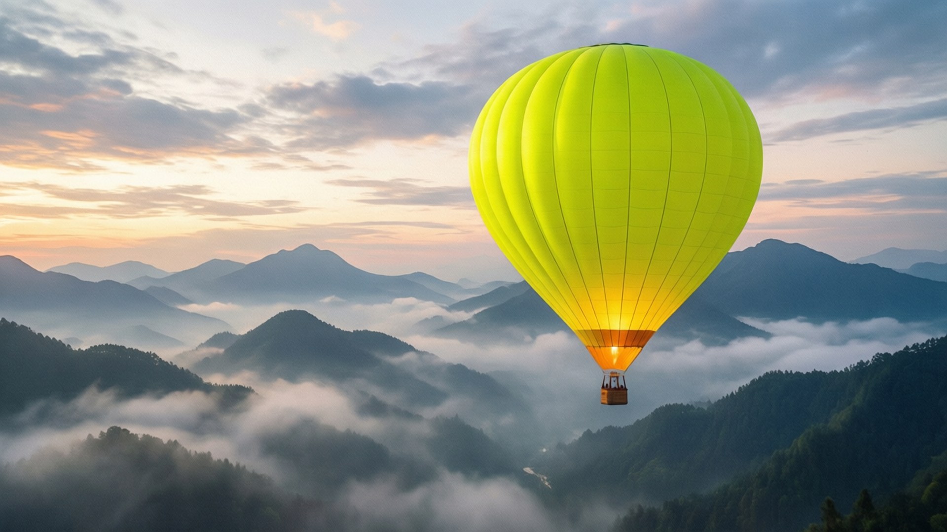 Globo Aerostático Amarillo Neón Fondos de pantalla
