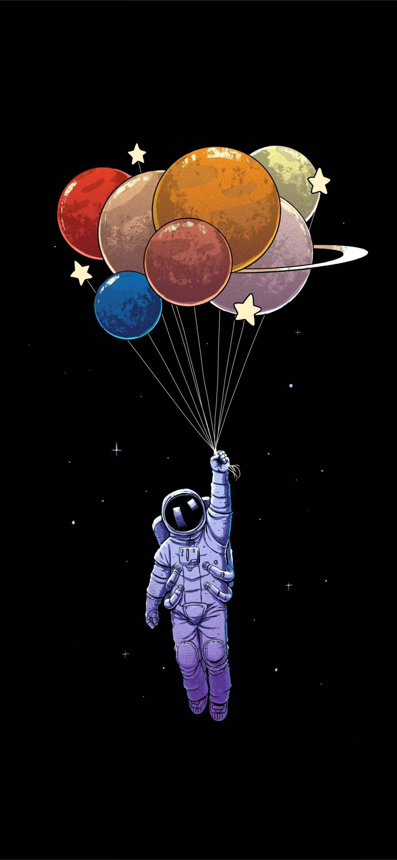 Globos planeta con astronauta para iPhone Fondos de pantalla