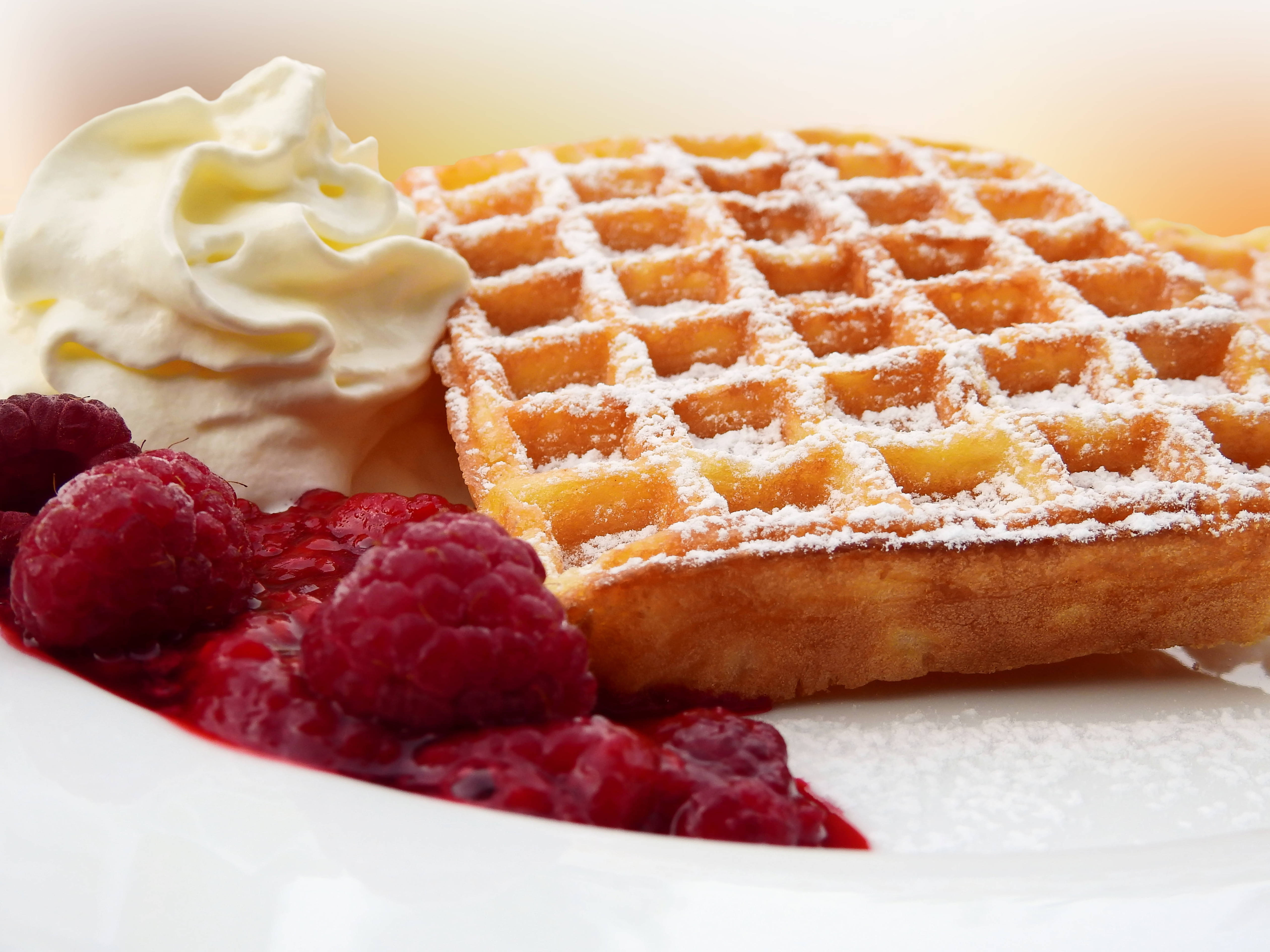 Gofre con Frambuesas y Crema Fondos de pantalla