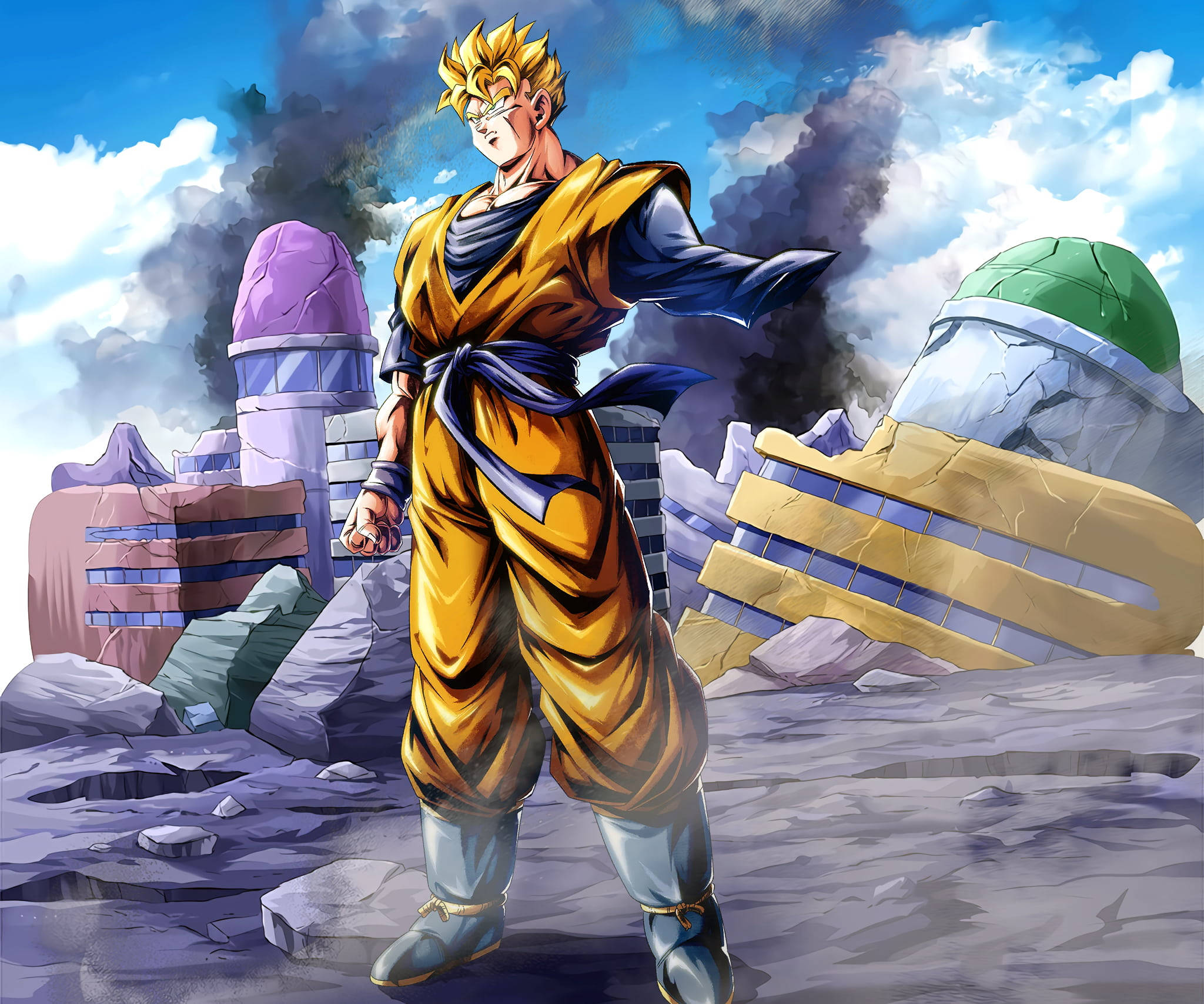 Gohan mayor Super Saiyan 2 en ruinas Fondos de pantalla