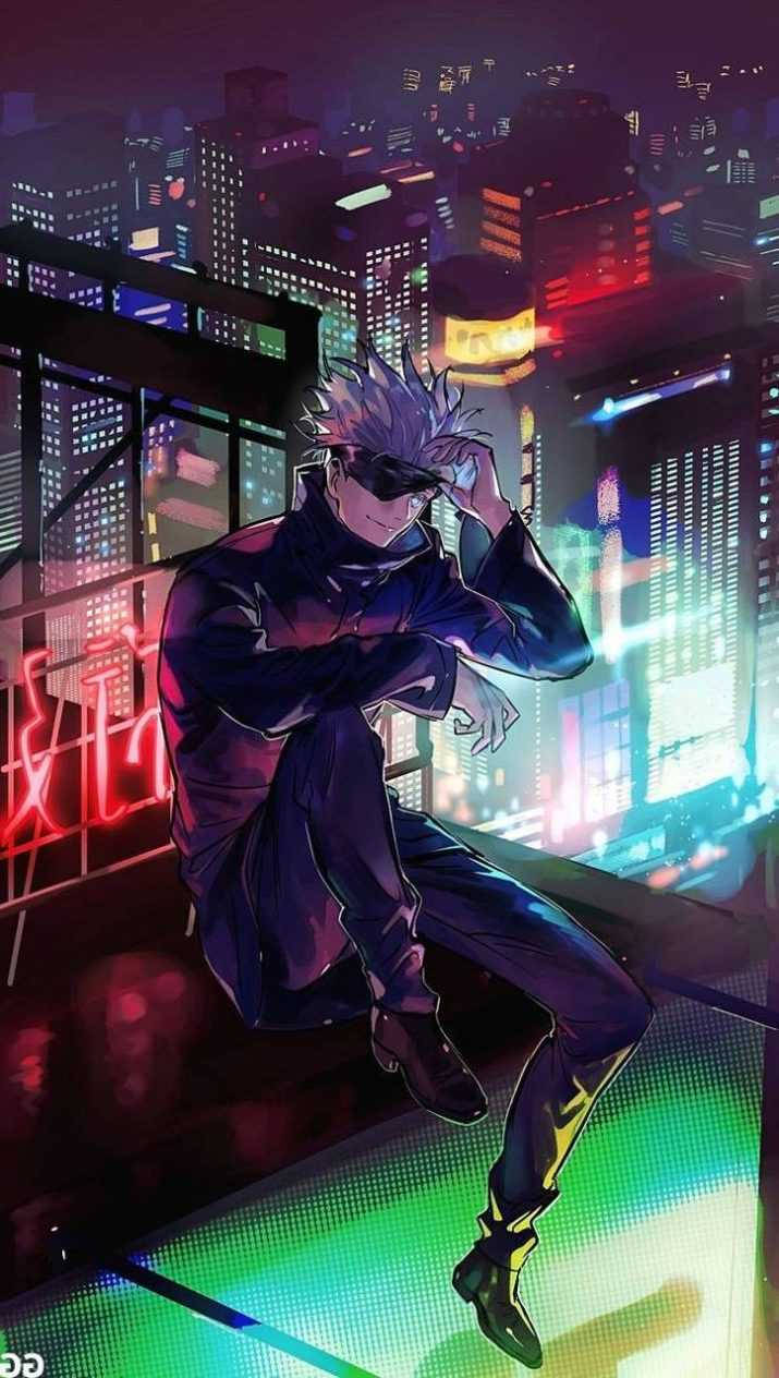 Gojo Satoru Sentado en la Barandilla de la Azotea Fondos de pantalla