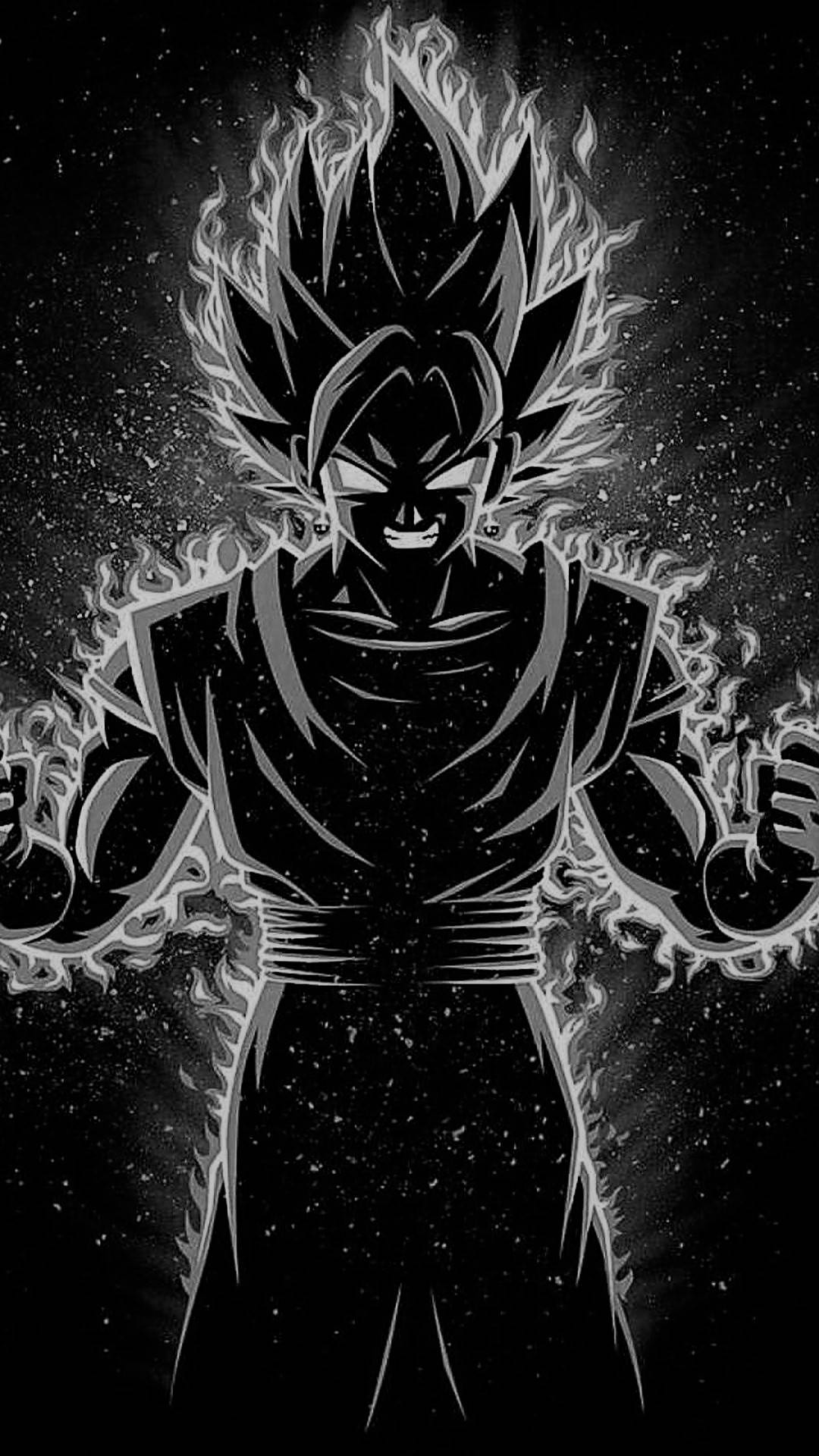 Goku Furioso en Blanco y Negro Fondos de pantalla
