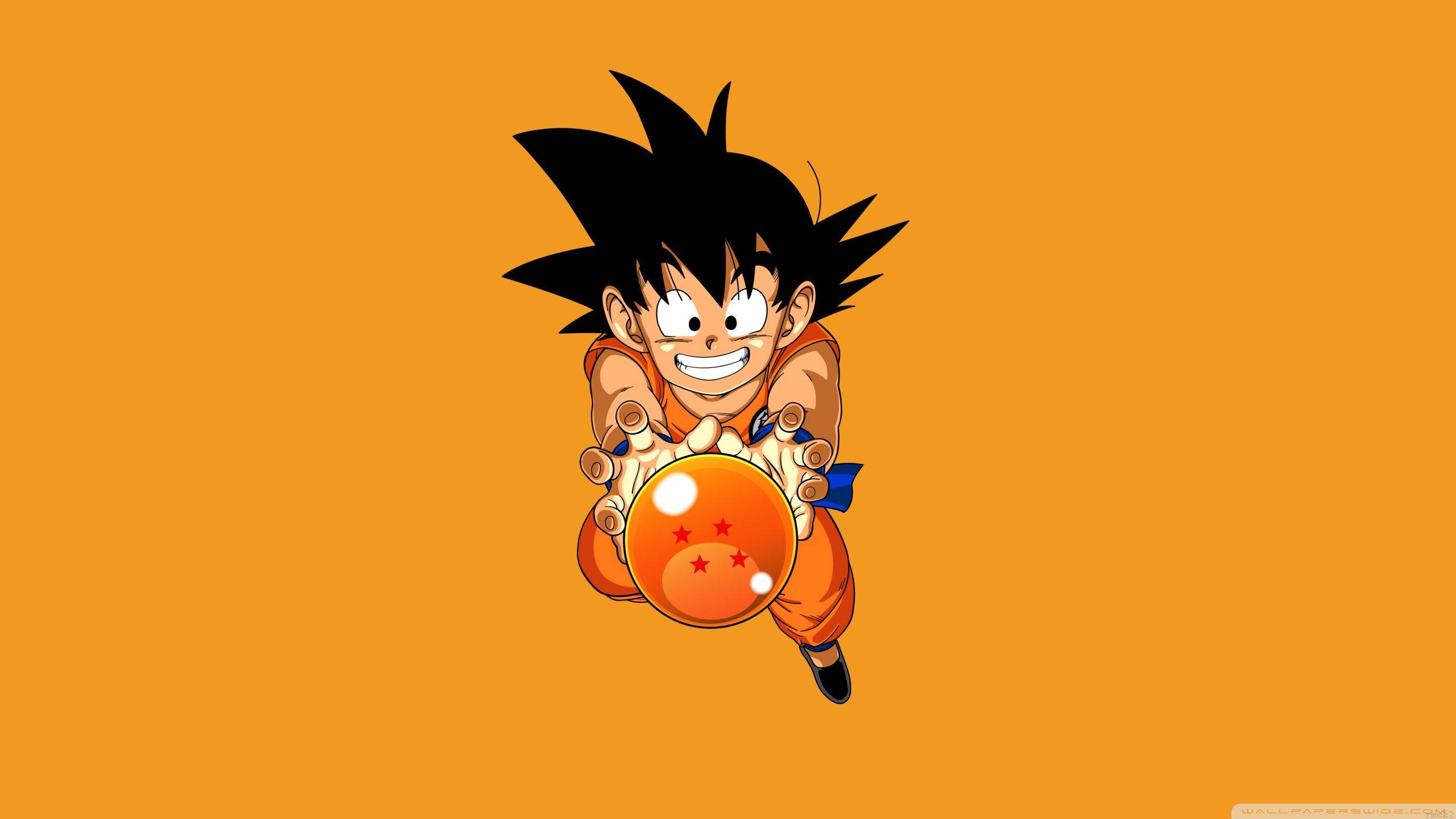 Goku Niño Sosteniendo con Orgullo la Esfera del Dragón de 4 Estrellas Fondos de pantalla
