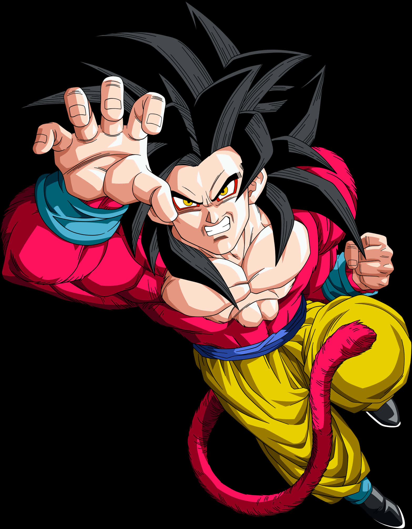Goku Super Saiyan 4 en Pose de Acción Fondos de pantalla
