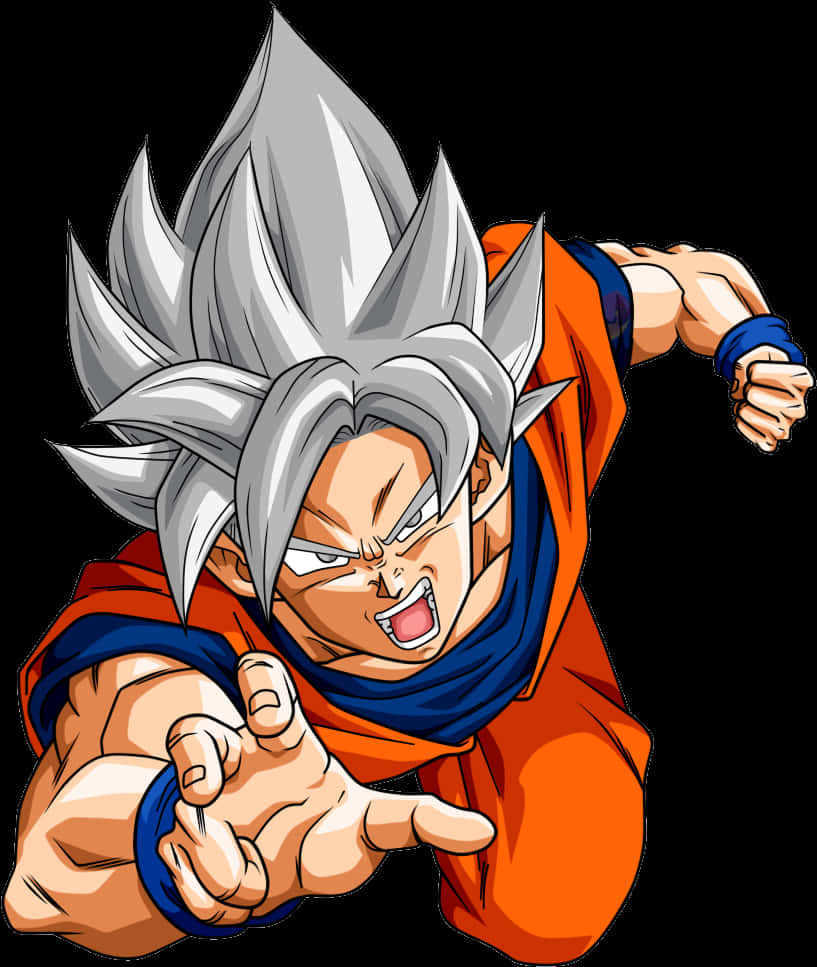 Goku Ultra Instinto en pose de acción Fondos de pantalla
